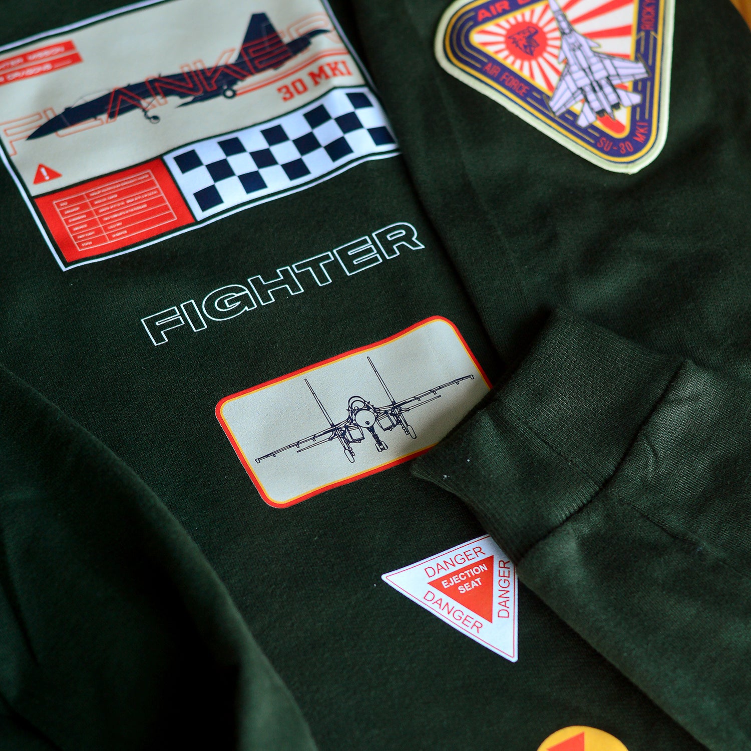 The Sky Dominator Military Green Fighter Oversized Sweatshirt