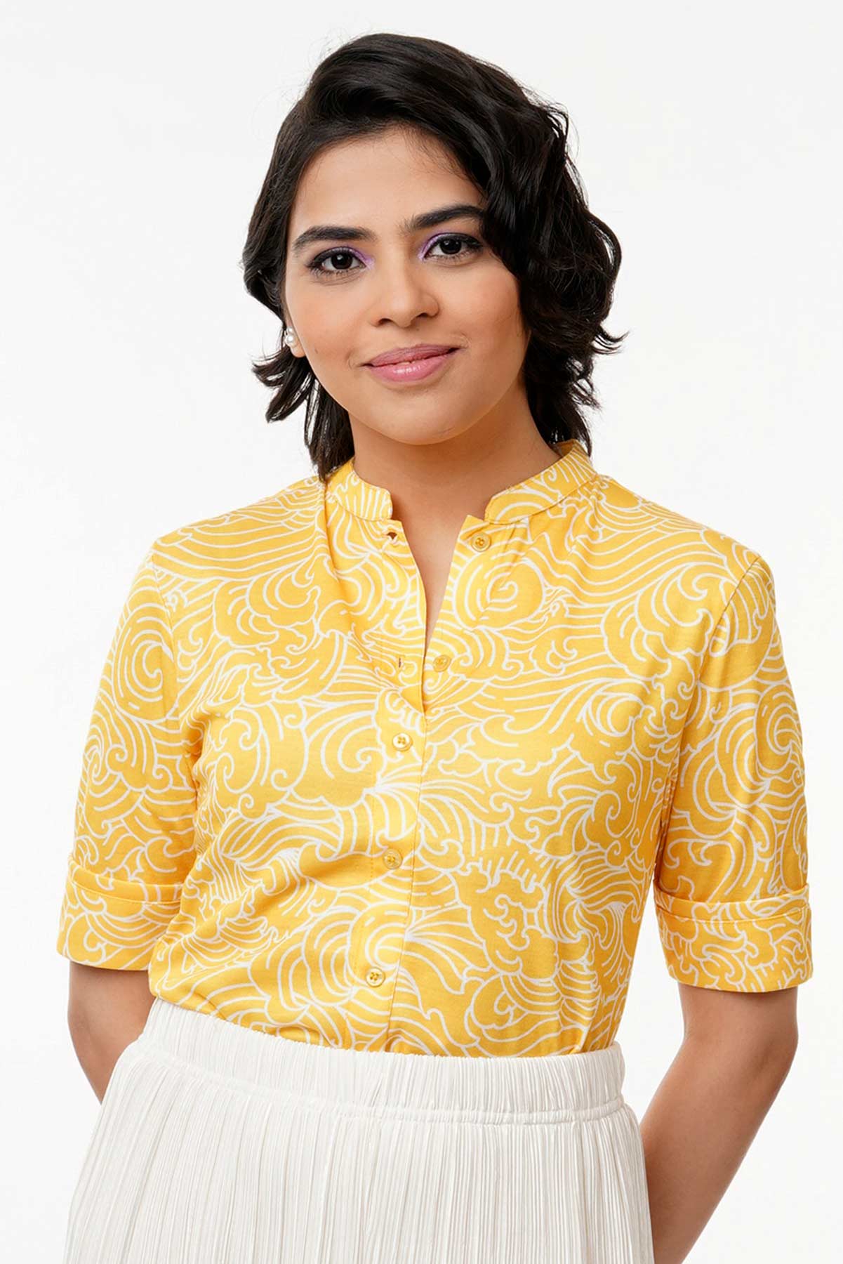 Yellow Kanagawa Japanese Waves Regular Fit Shirtee