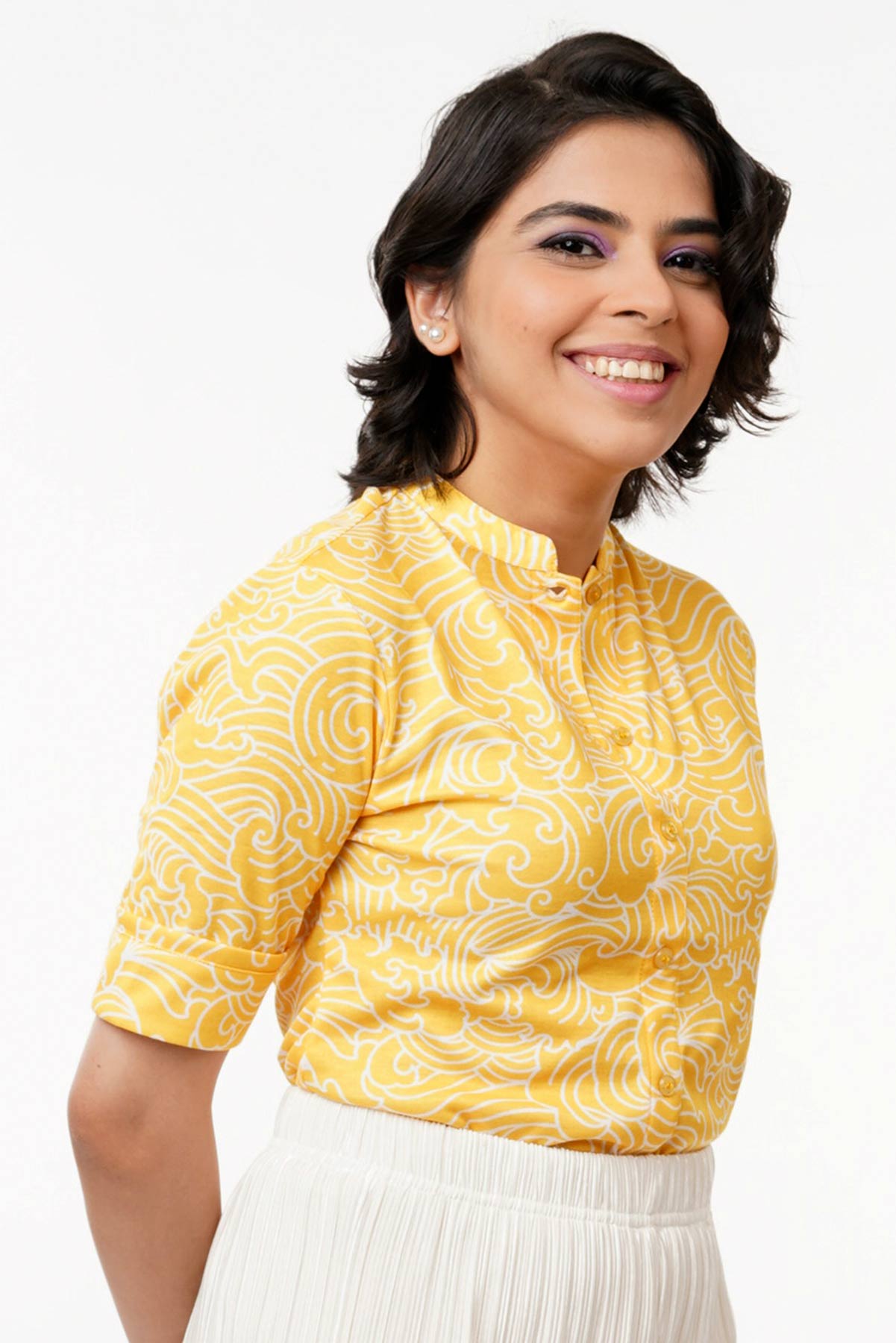 Yellow Kanagawa Japanese Waves Regular Fit Shirtee