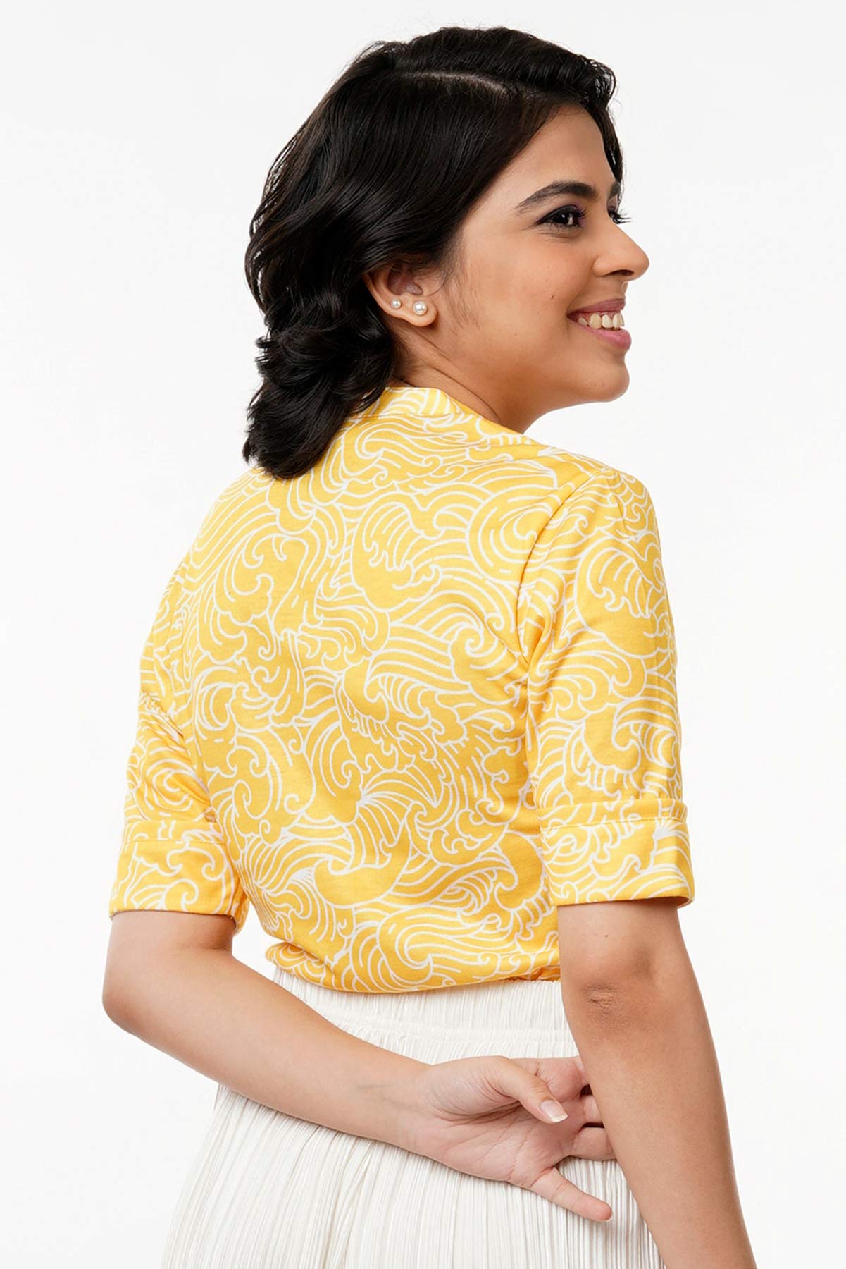 Yellow Kanagawa Japanese Waves Regular Fit Shirtee