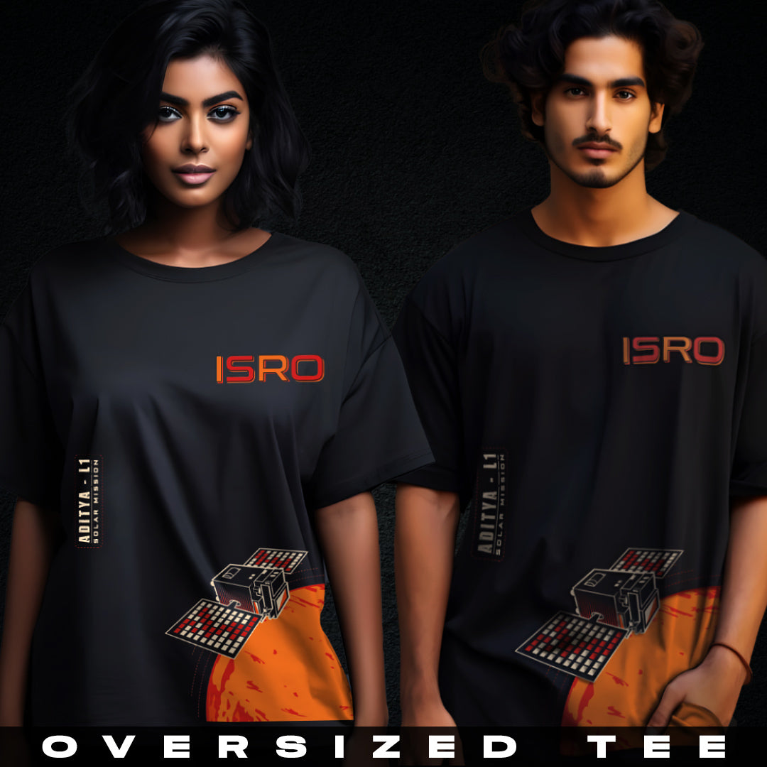ISRO Aditya L1 Black Oversized T-Shirt