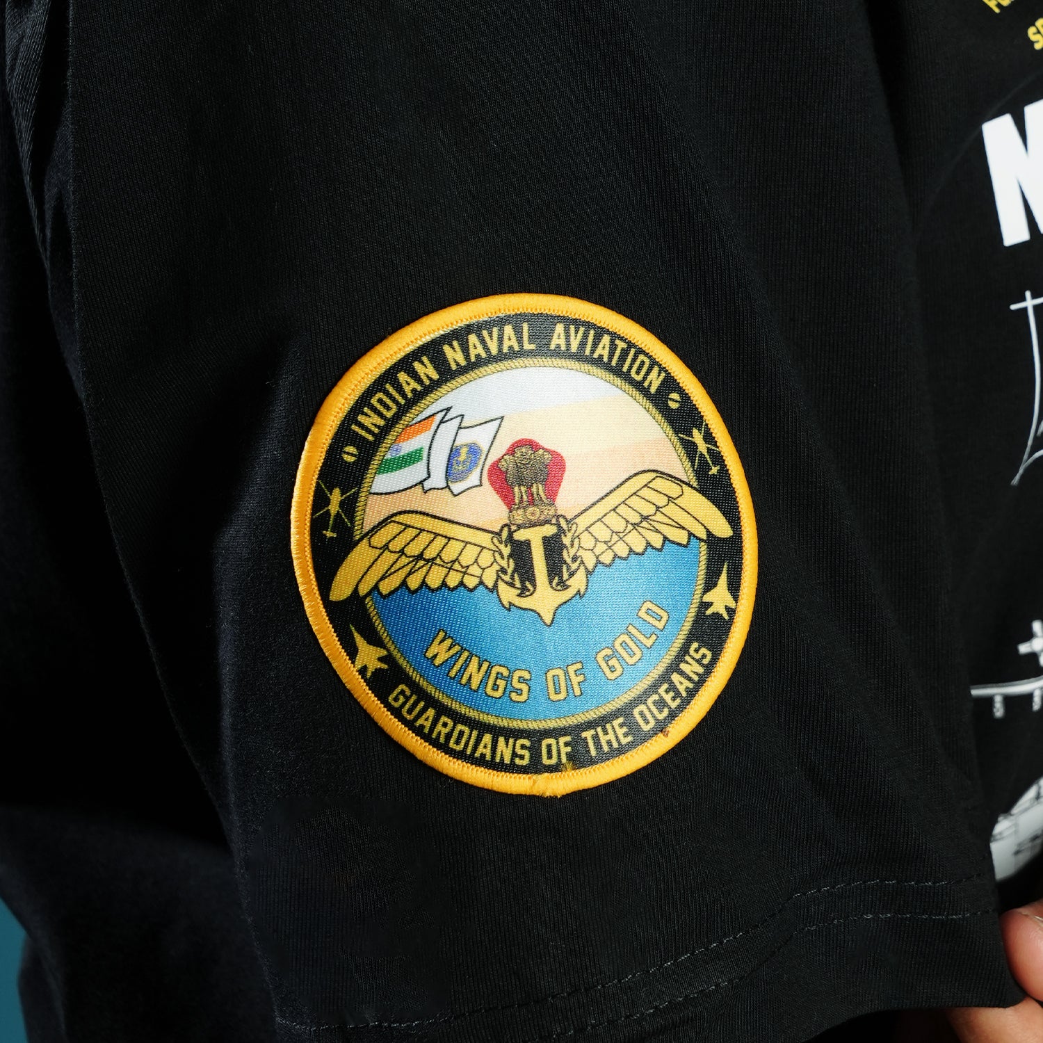 Indian Naval Aviation- Fleet Air Defence Black Oversized T-Shirt