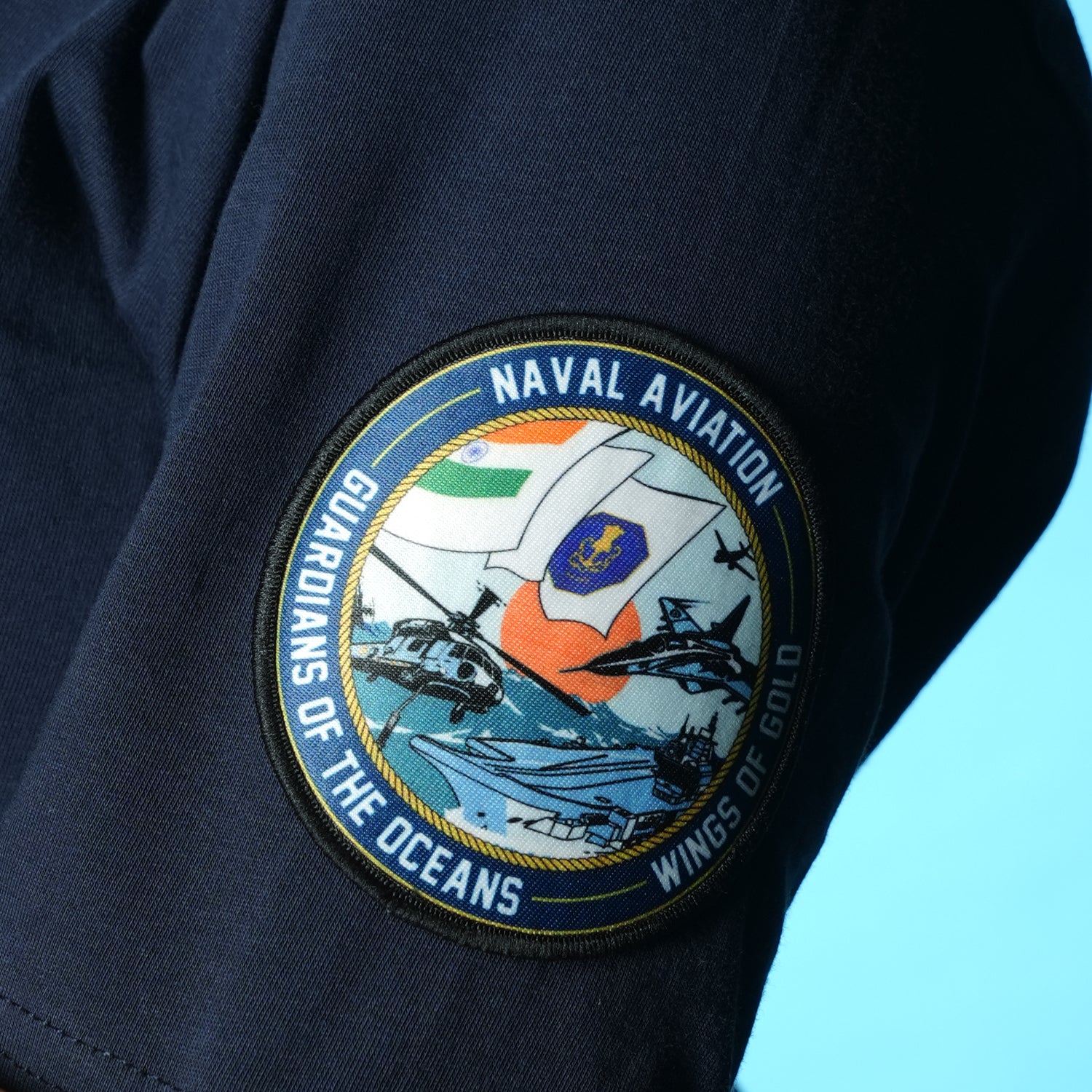 Indian Naval Aviation: Fly Navy Fly Safe Blue Regular Fit T-Shirt