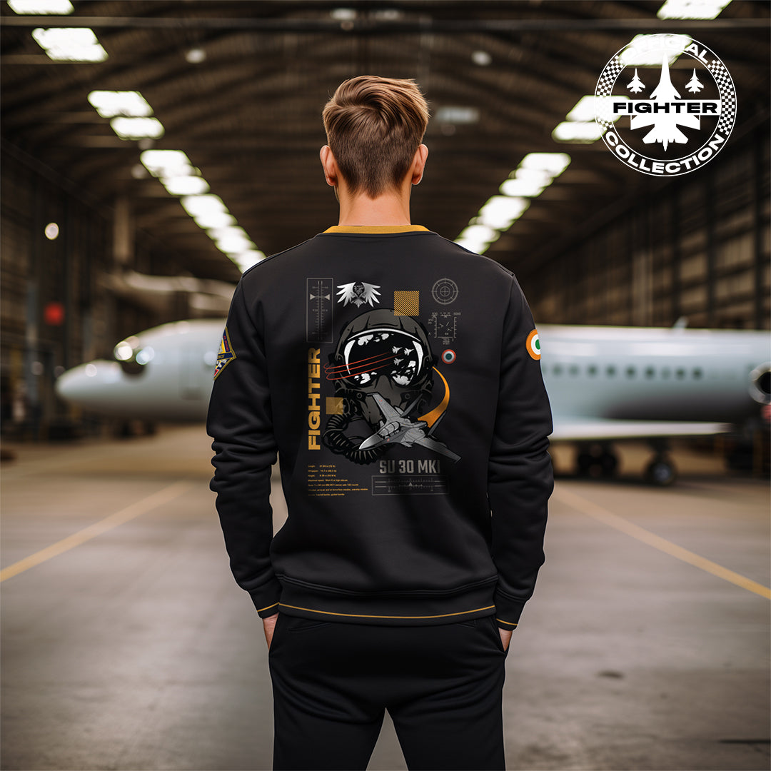Black & Mustard Combat Fighter Oversized Sweatshirt