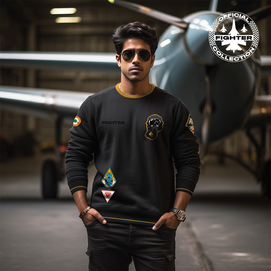 Black & Mustard Combat Fighter Oversized Sweatshirt