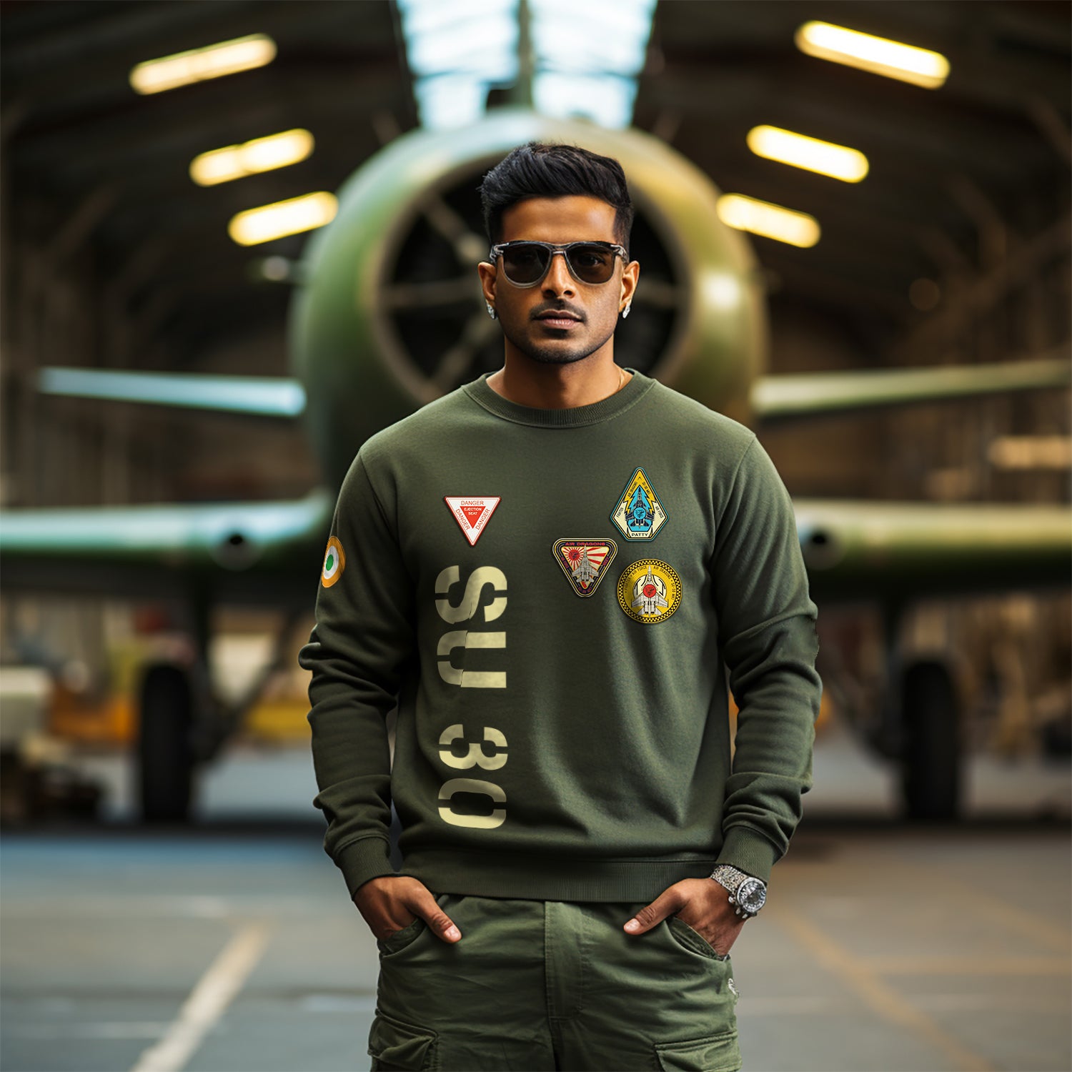 Defender's Pride Military Green Fighter Oversized Sweatshirt