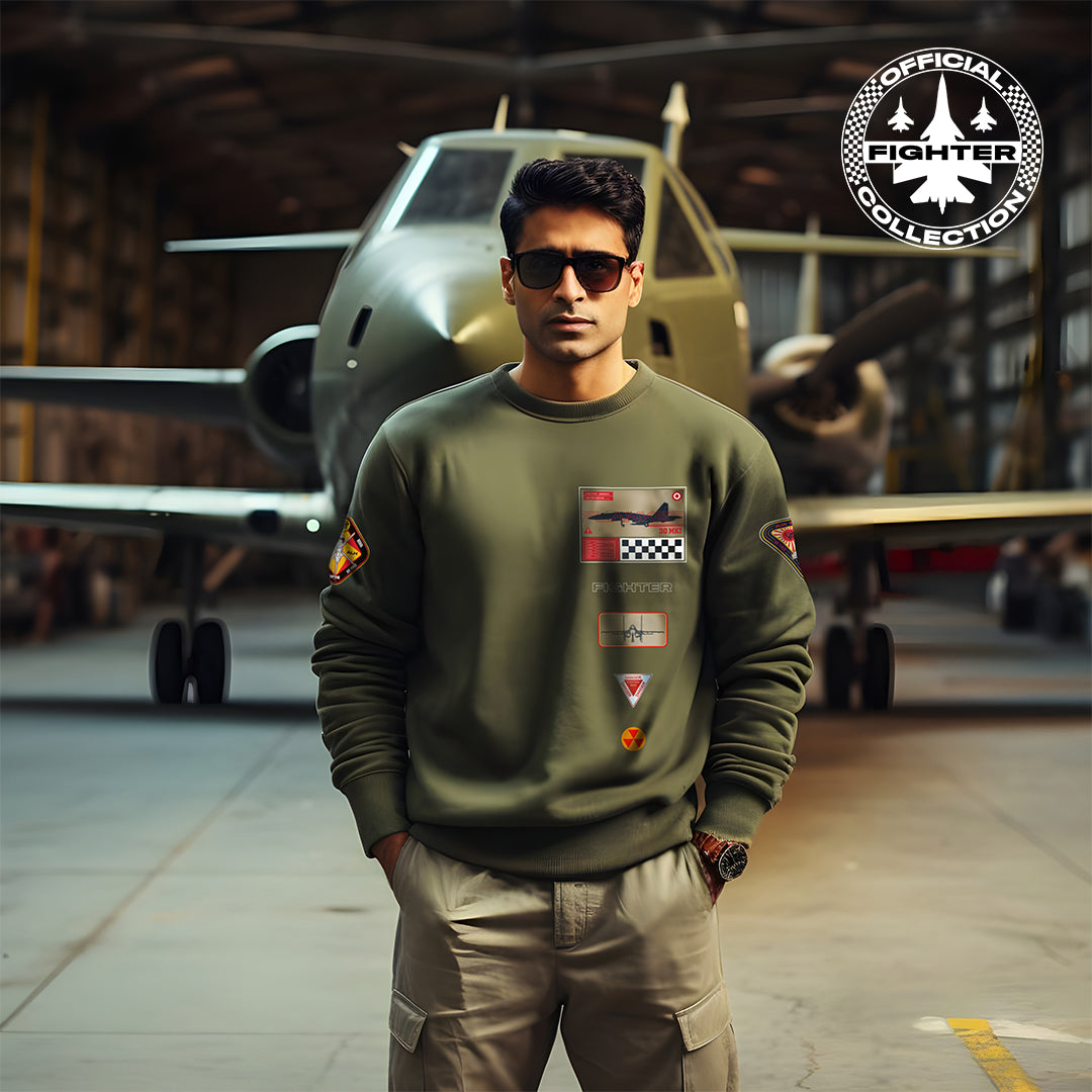The Sky Dominator Military Green Fighter Oversized Sweatshirt