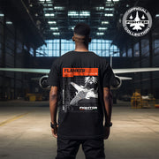 Black & Beige Flanker Blueprint Fighter Oversized T-Shirt