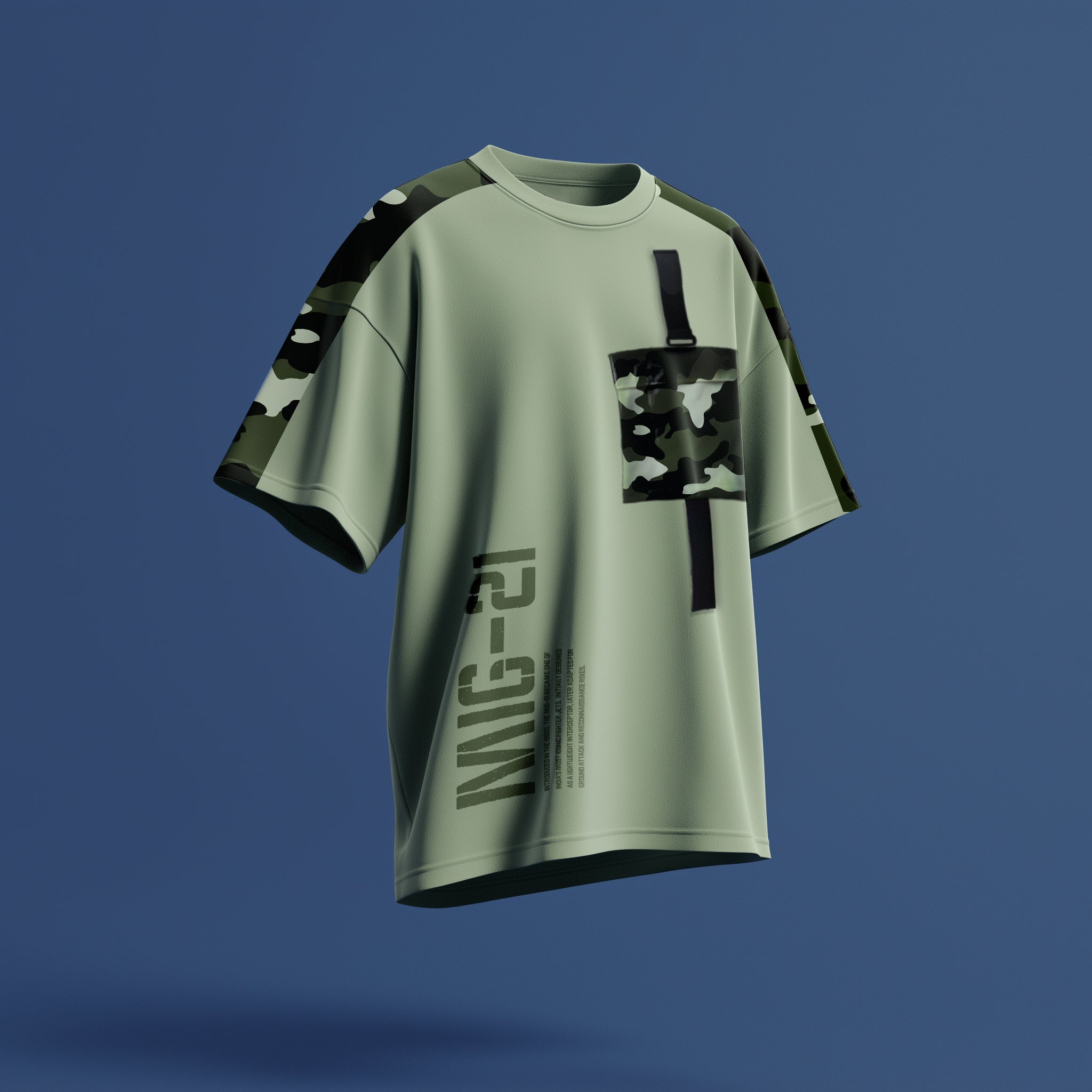 Indian Air Force: The MIG-21 Oversized Sage Green T-Shirt