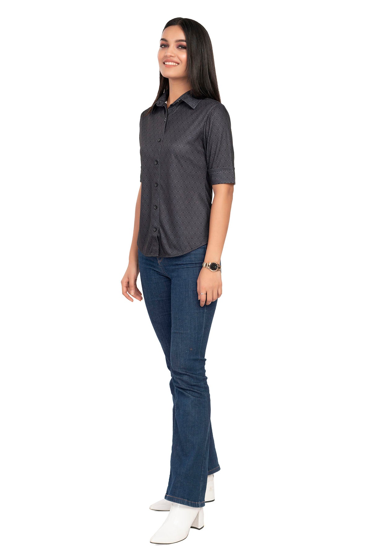 Black Geometric Pattern Shirtee