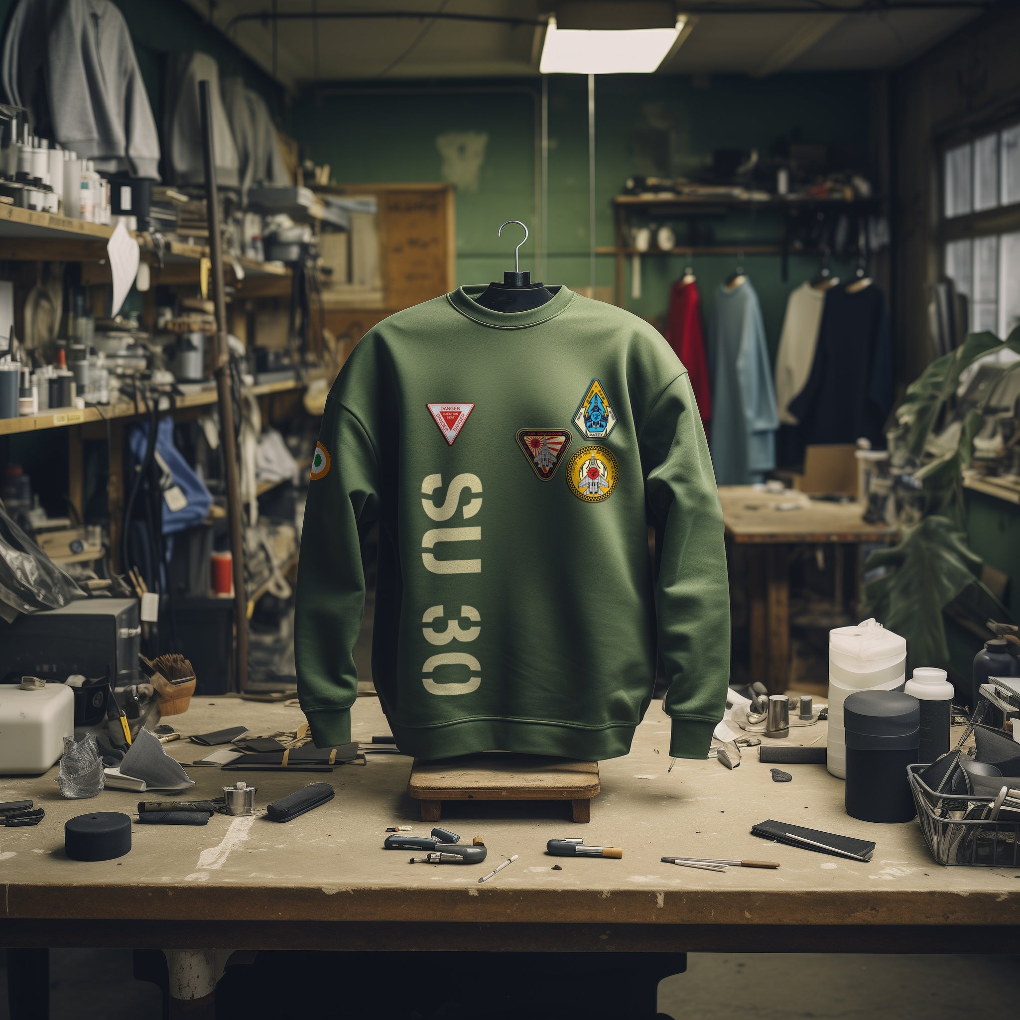 Defender's Pride Military Green Fighter Oversized Sweatshirt
