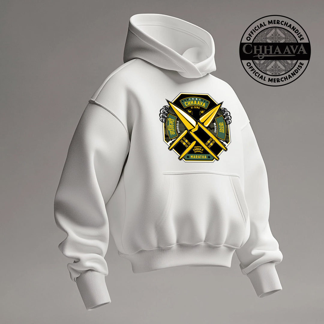 Chhaava: The Battle Shield Edit - White Hoodie