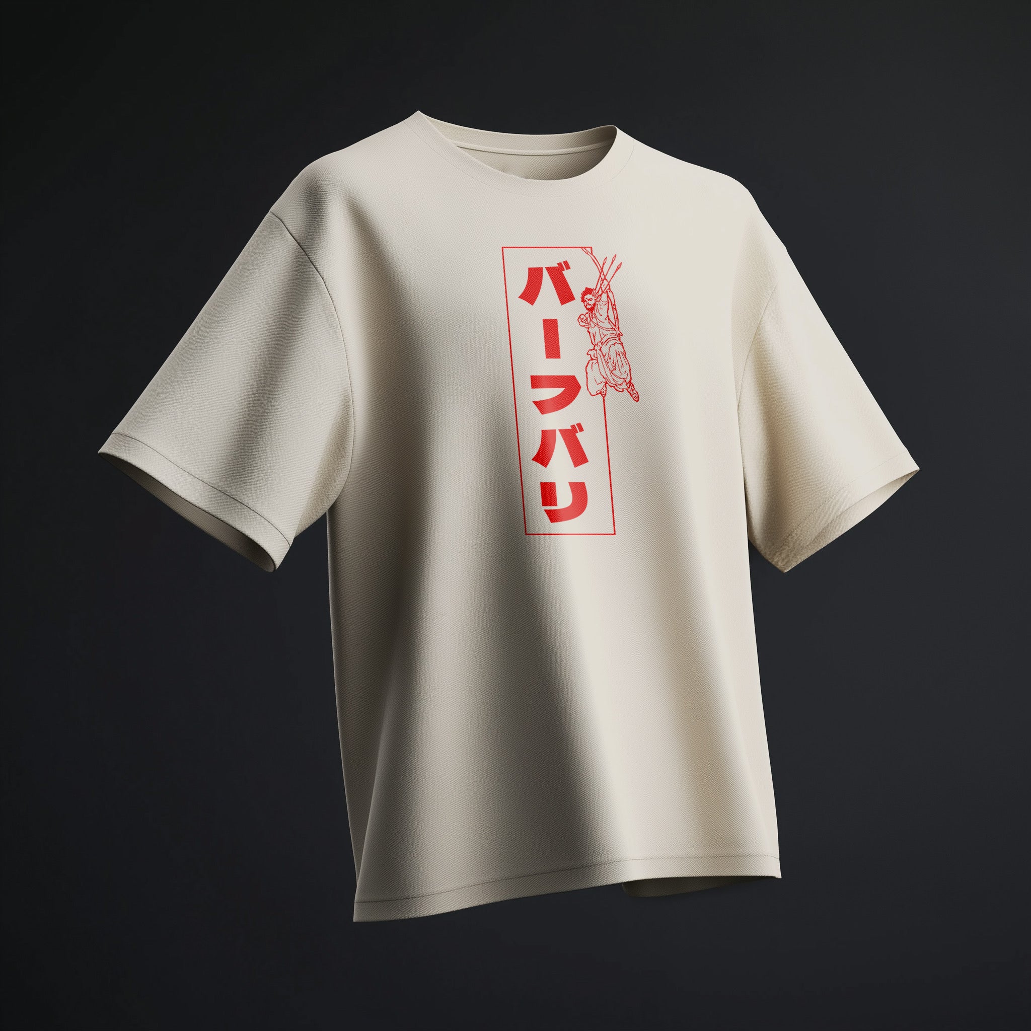 The Legendary Baahubali Manga Cream Oversized T-Shirt