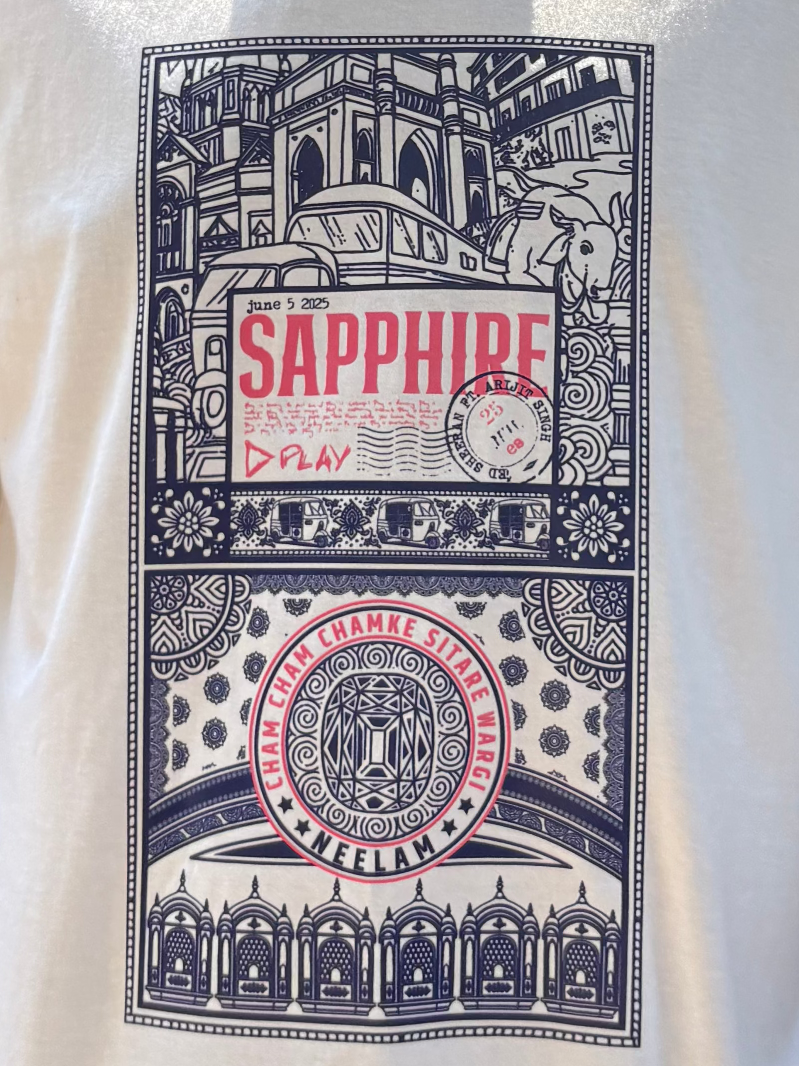 Official Sapphire Vintage Graphic T-Shirt – Royal Stamp Edition