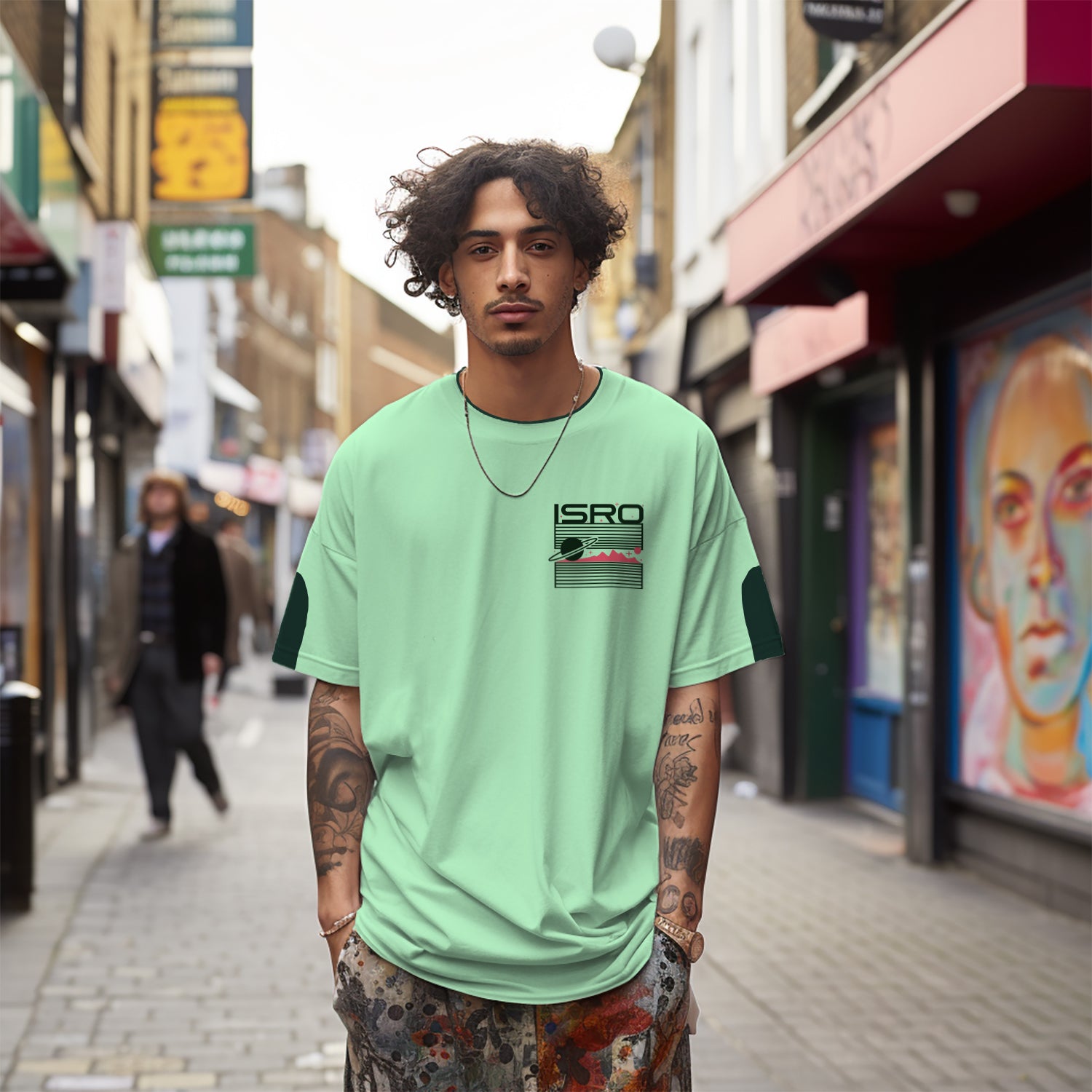 ISRO Triumphs Of Exploration Mint Green Oversized Tee