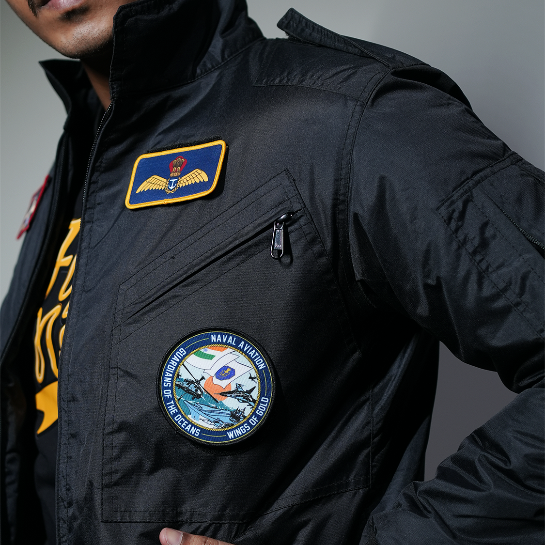 Indian Naval Aviation Black Bomber Jacket