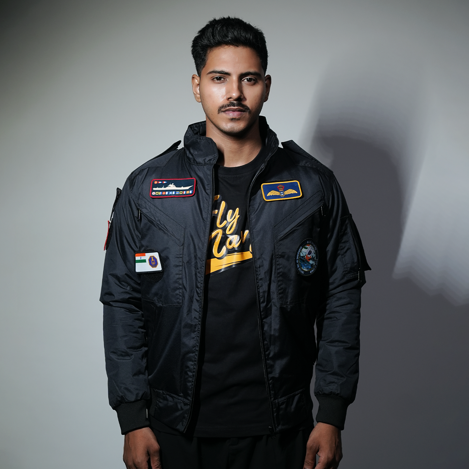 Indian Naval Aviation Black Bomber Jacket