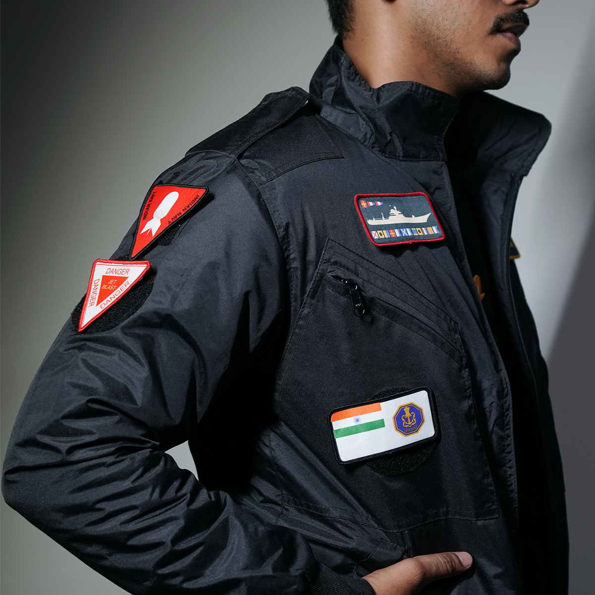 Indian Naval Aviation Black Bomber Jacket