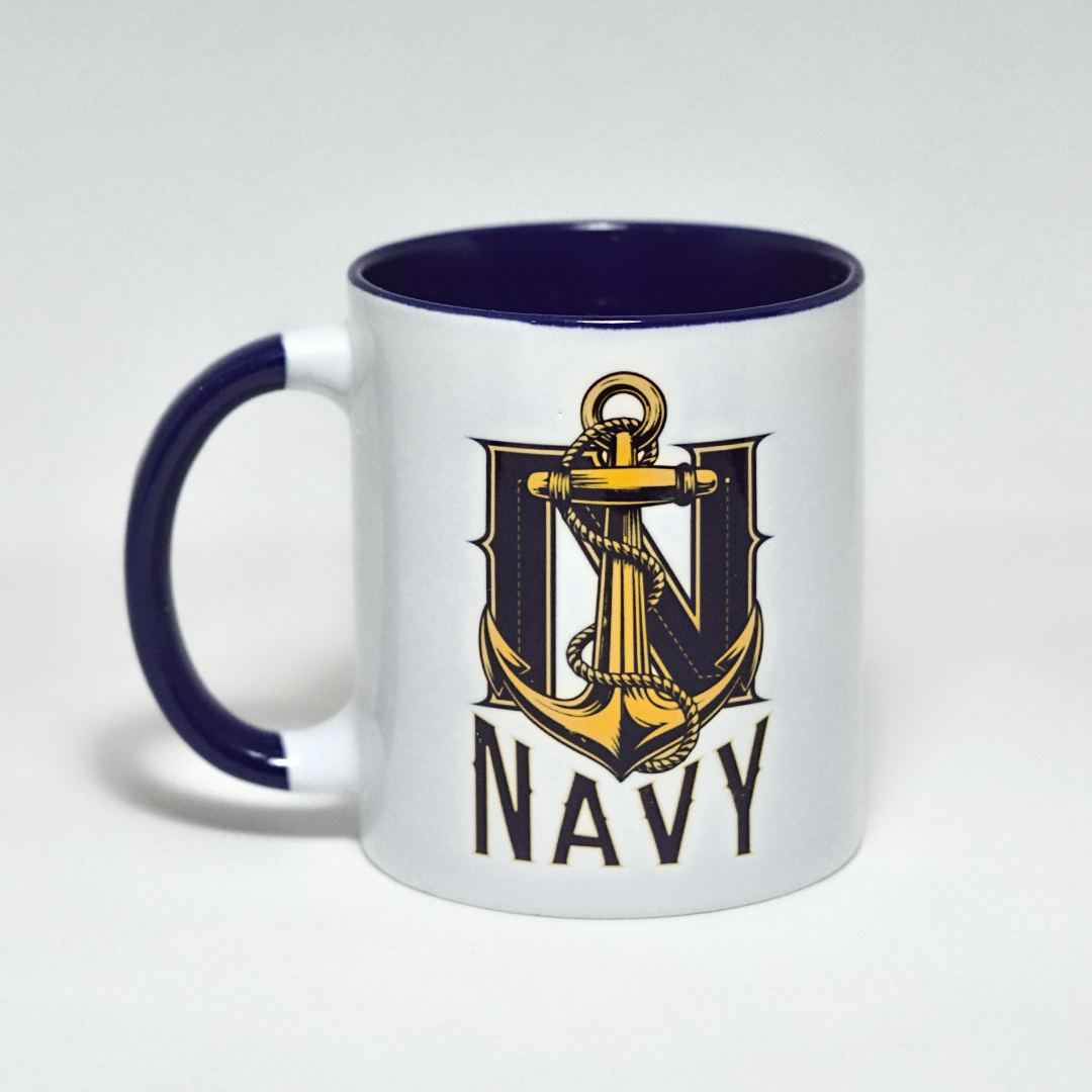 Indian Navy Anchor Monogram Mug
