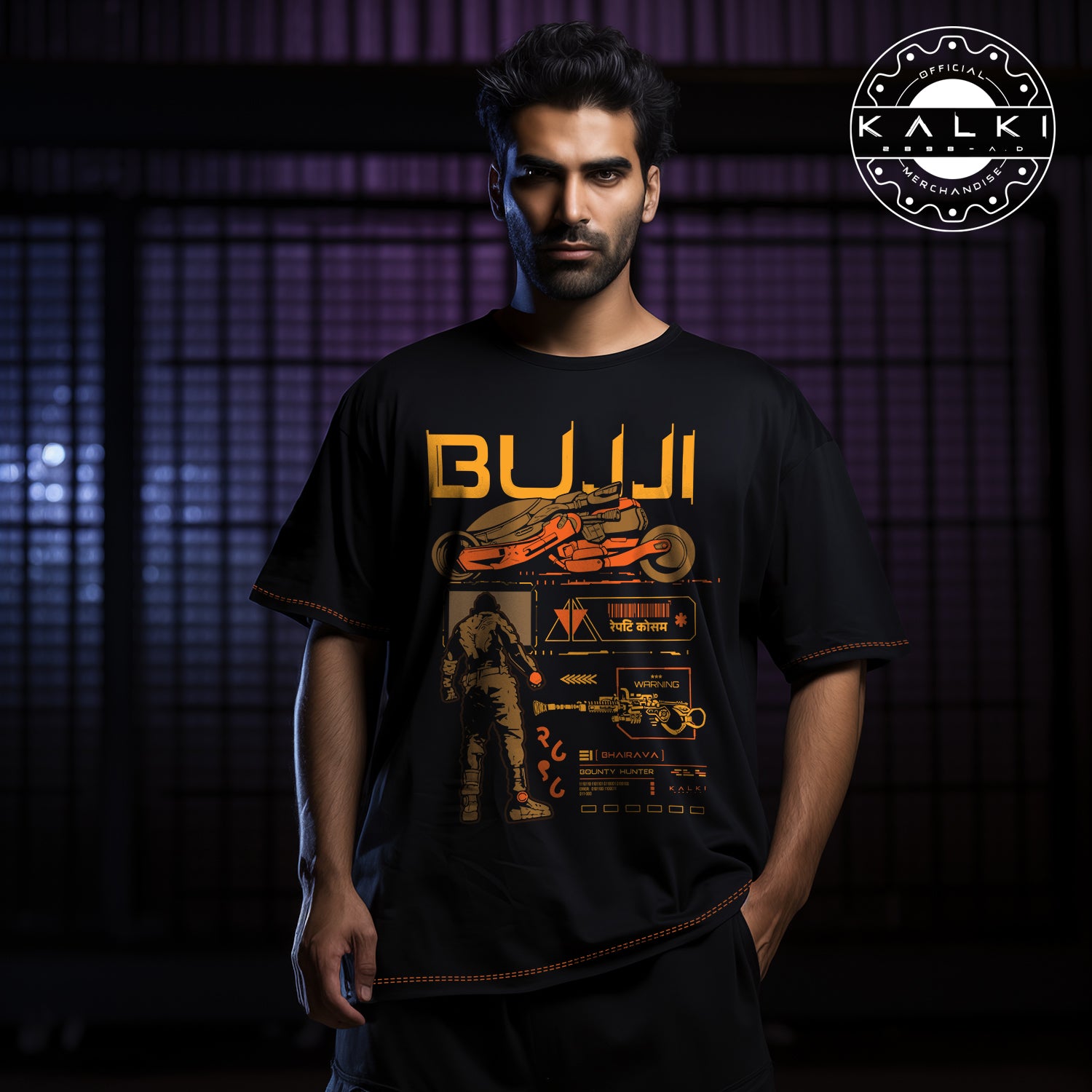 Kalki 2898 AD "Futuristic Legends" Black Oversized T-Shirt