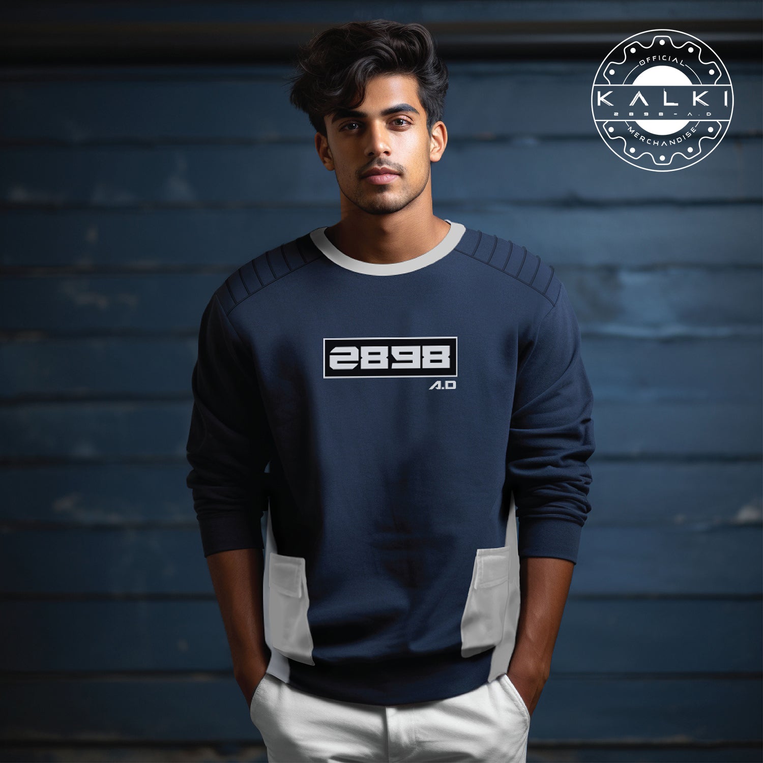 Kalki 2898 AD "The Vision" Deep Blue Panelled Sweatshirt