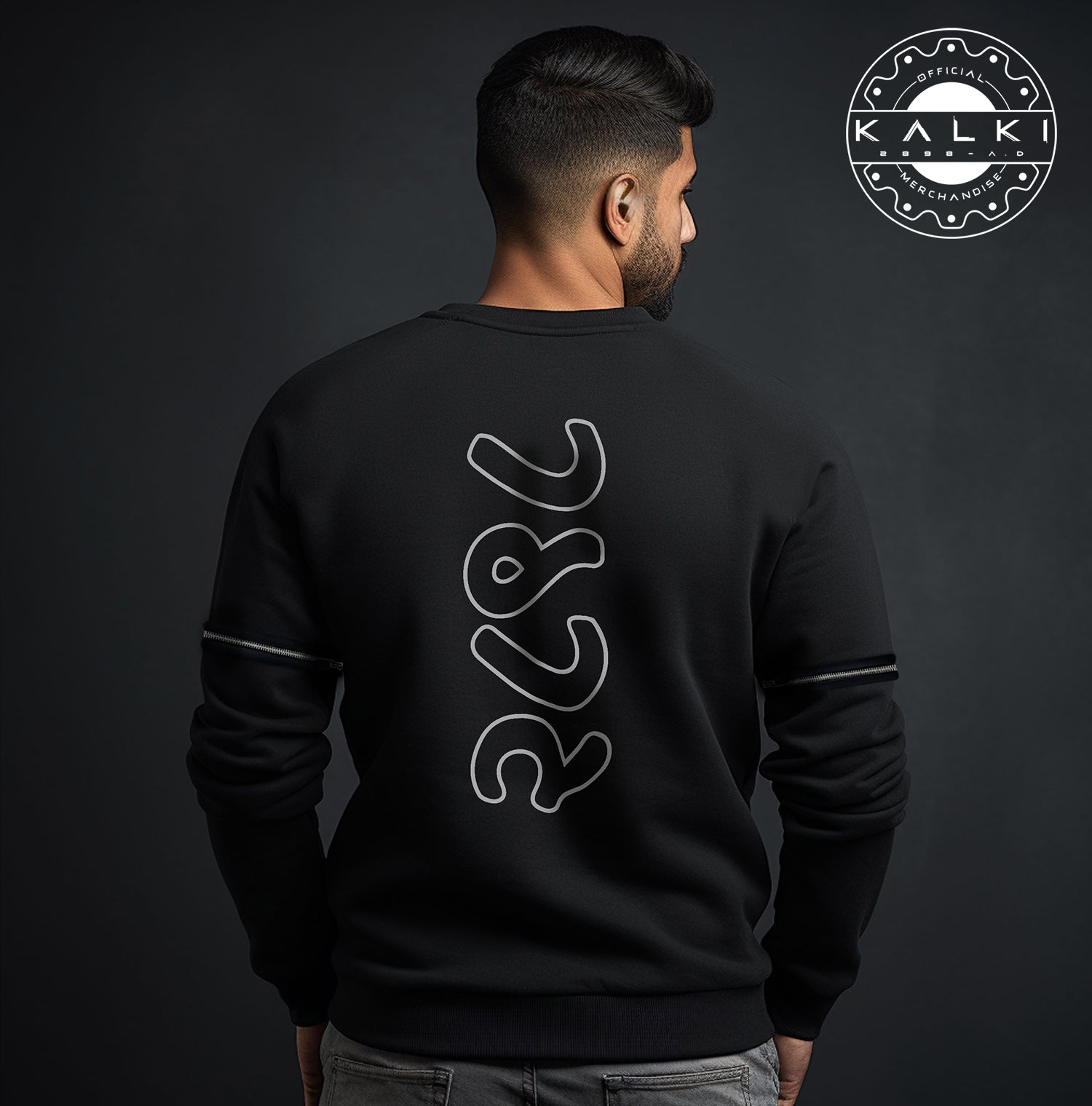 Kalki 2898 AD "Futuristic Bujji" Black Convertible Sweatshirt