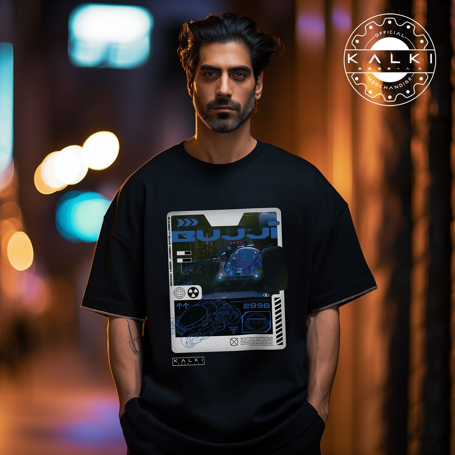 Kalki 2898 AD "Futuristic Bujji" Black Convertible Sweatshirt