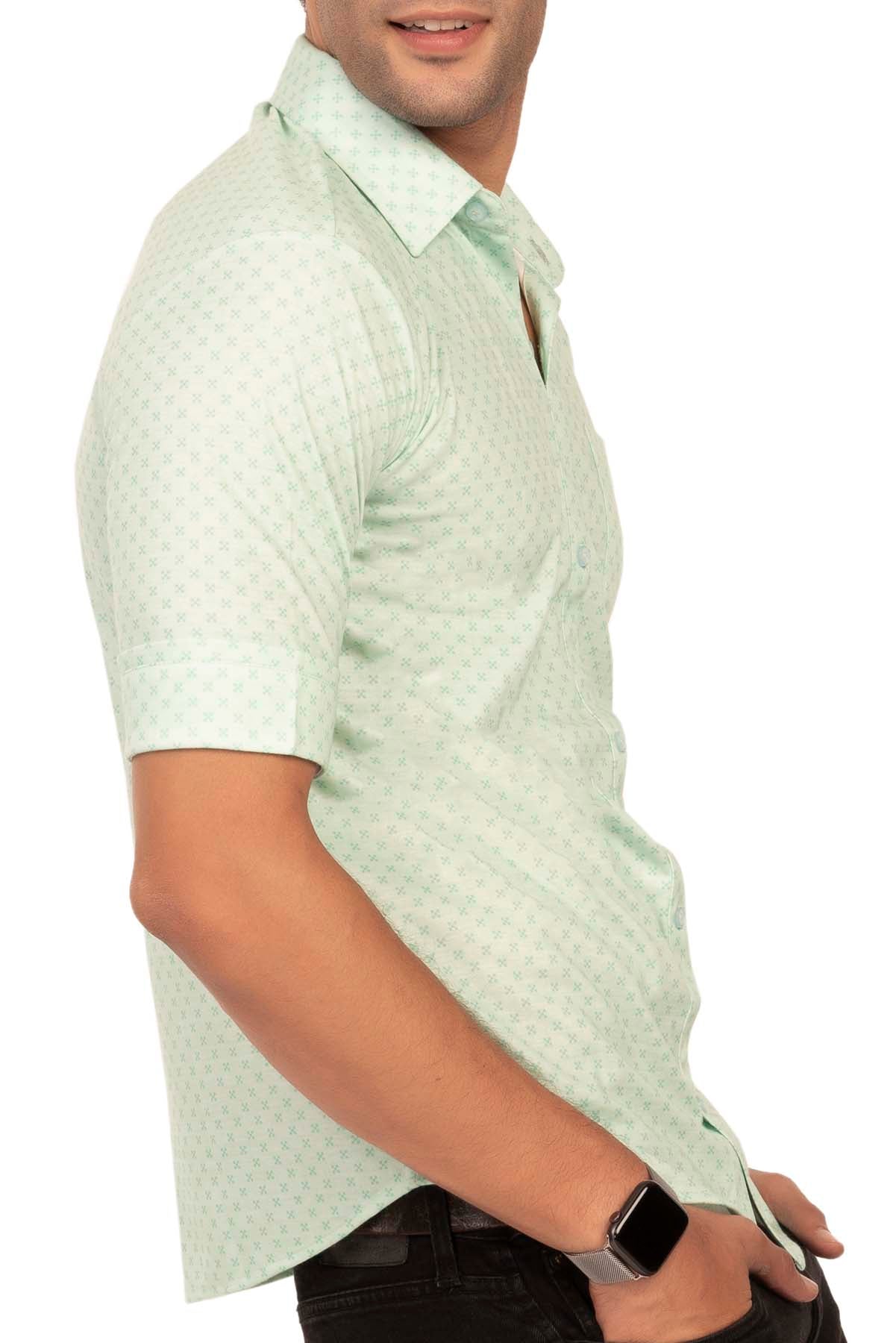 Green Ditsy Pattern Regular Fit Shirtee