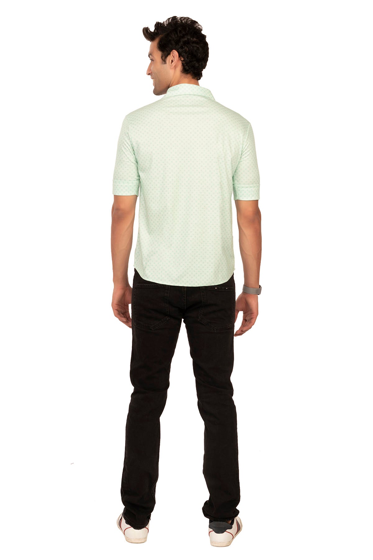Green Ditsy Pattern Regular Fit Shirtee
