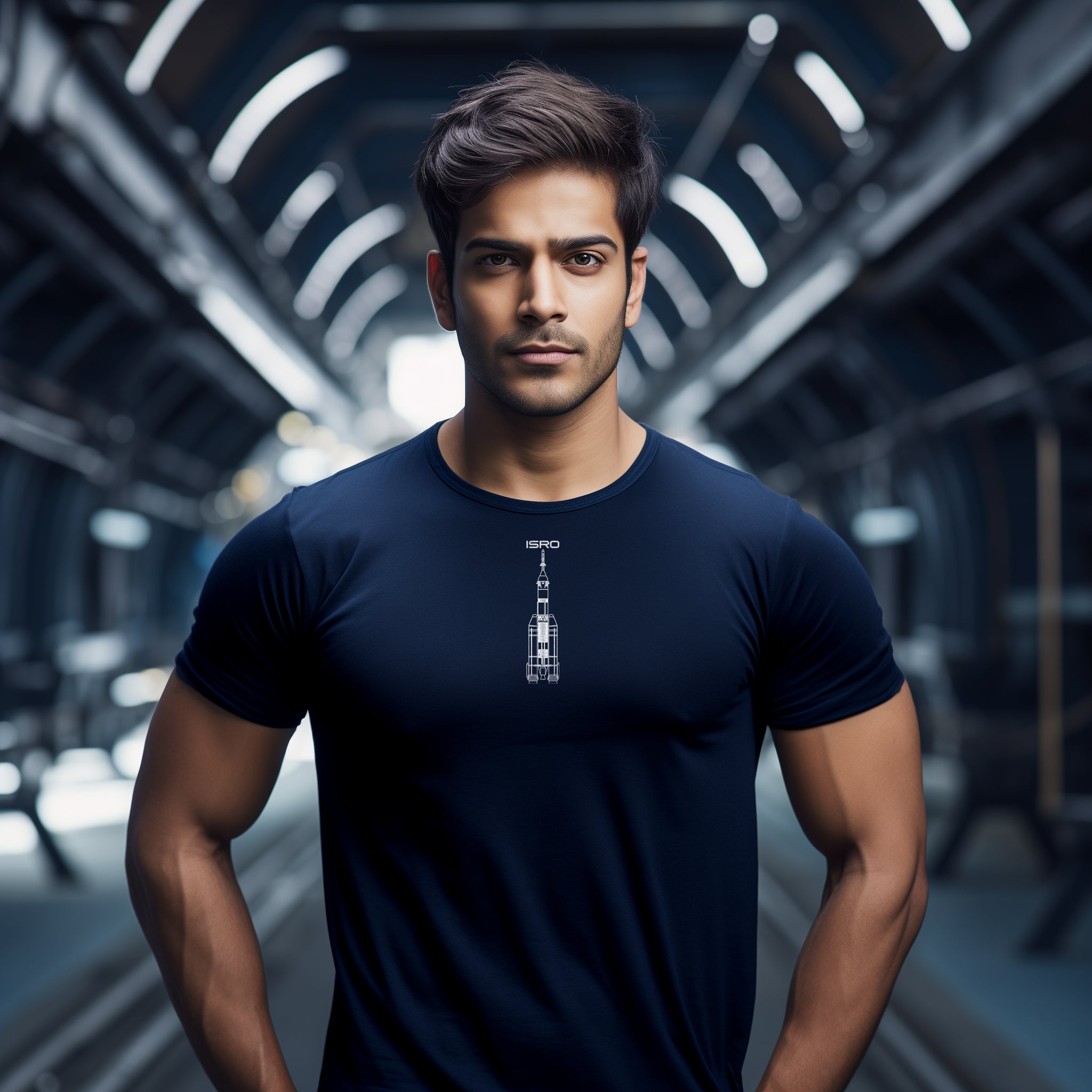 ISRO Gaganyaan Navy Blue Crew Neck T-Shirt