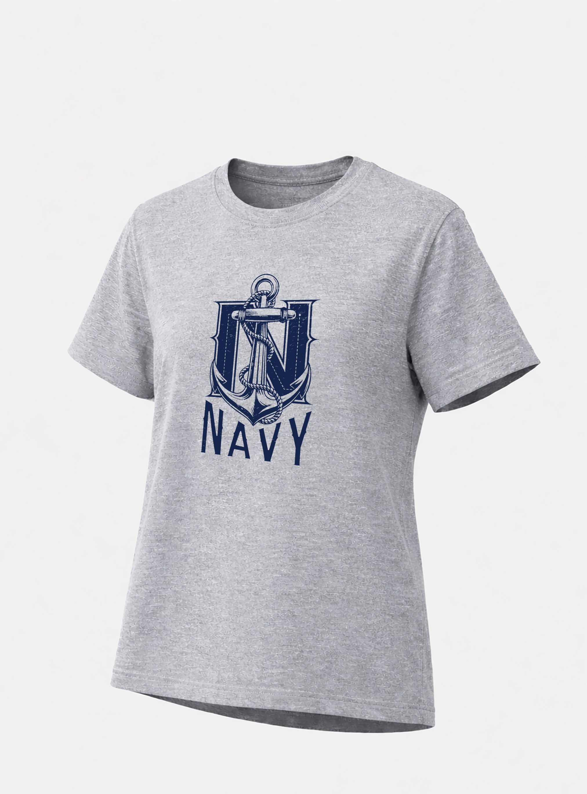 Indian Navy Monogram Anchor Regular Grey T-Shirt