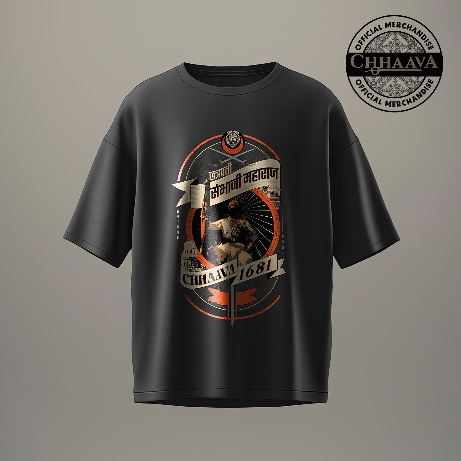 Chhaava: The Legacy of Chhatrapati Sambhaji Maharaj Black Oversized T-Shirt