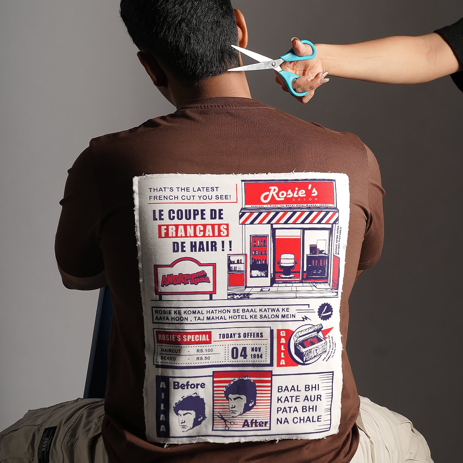 Andaz Apna Apna: Rosie’s Salon Oversized Brown T-Shirt