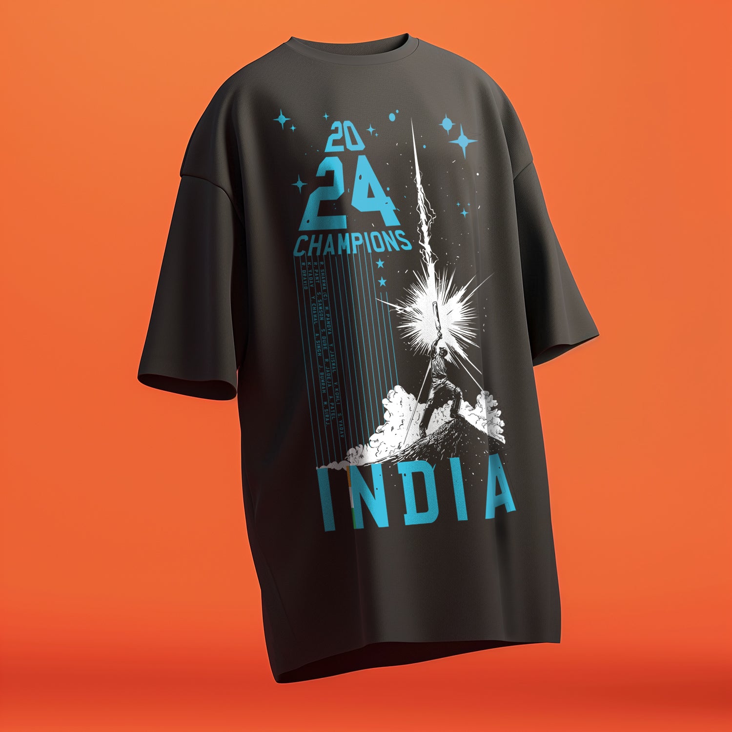 WCT20: Tribute to the 2024 Champions Black Oversized T-Shirt