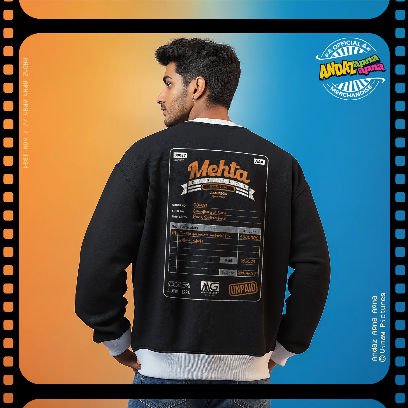 Andaz Apna Apna: Mehta Textiles Black Oversized Sweatshirt