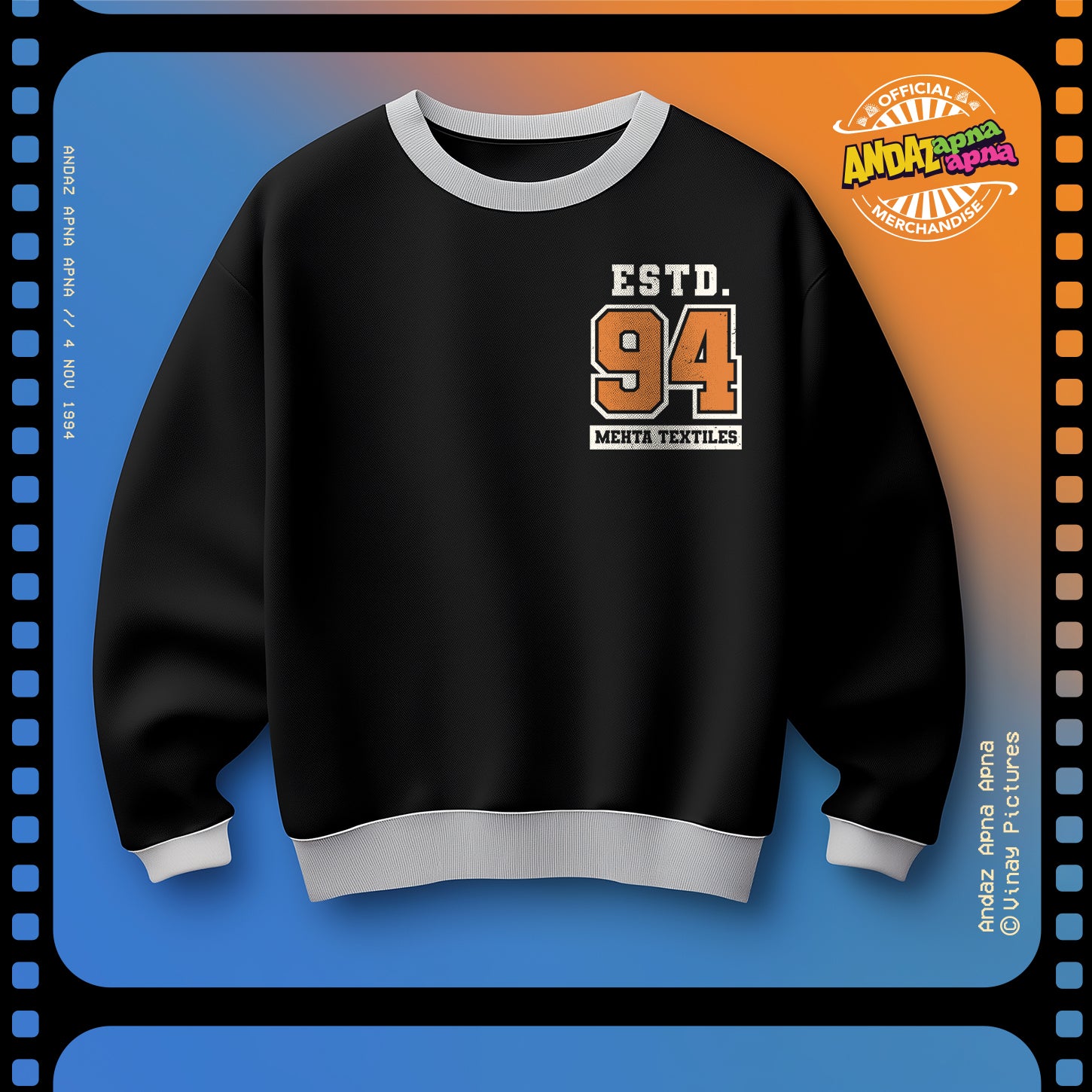 Andaz Apna Apna: Mehta Textiles Black Oversized Sweatshirt