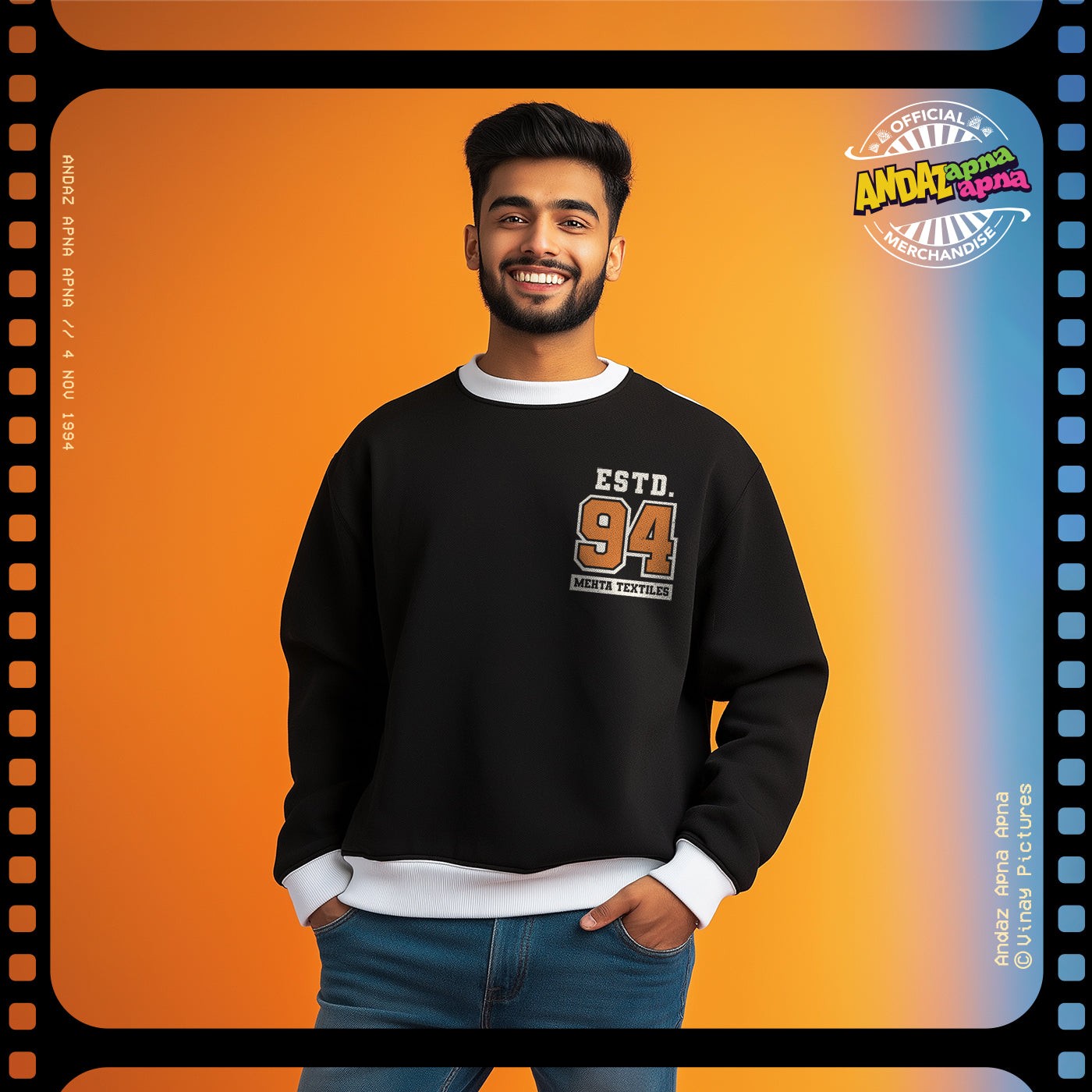 Andaz Apna Apna: Mehta Textiles Black Oversized Sweatshirt
