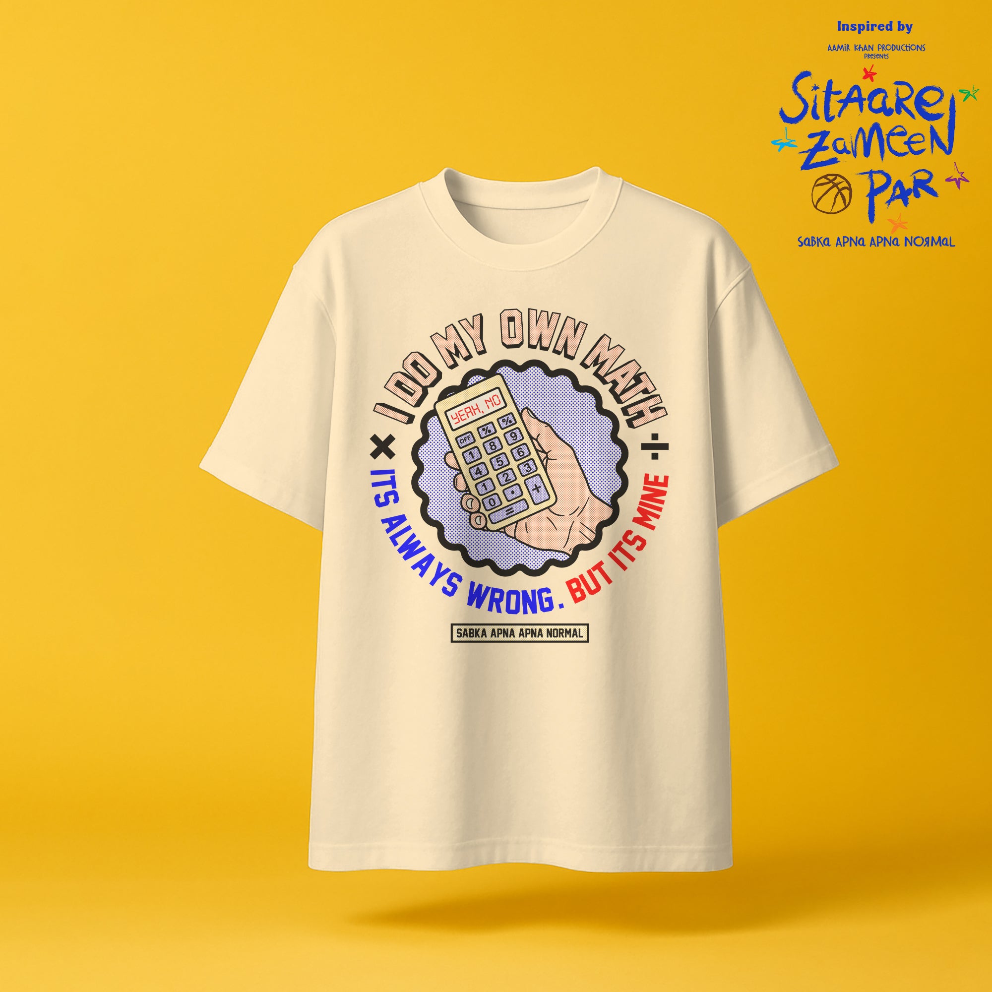 Sitaare Zameen Par: I'm Terrible with Numbers Off-White Oversized T-Shirt