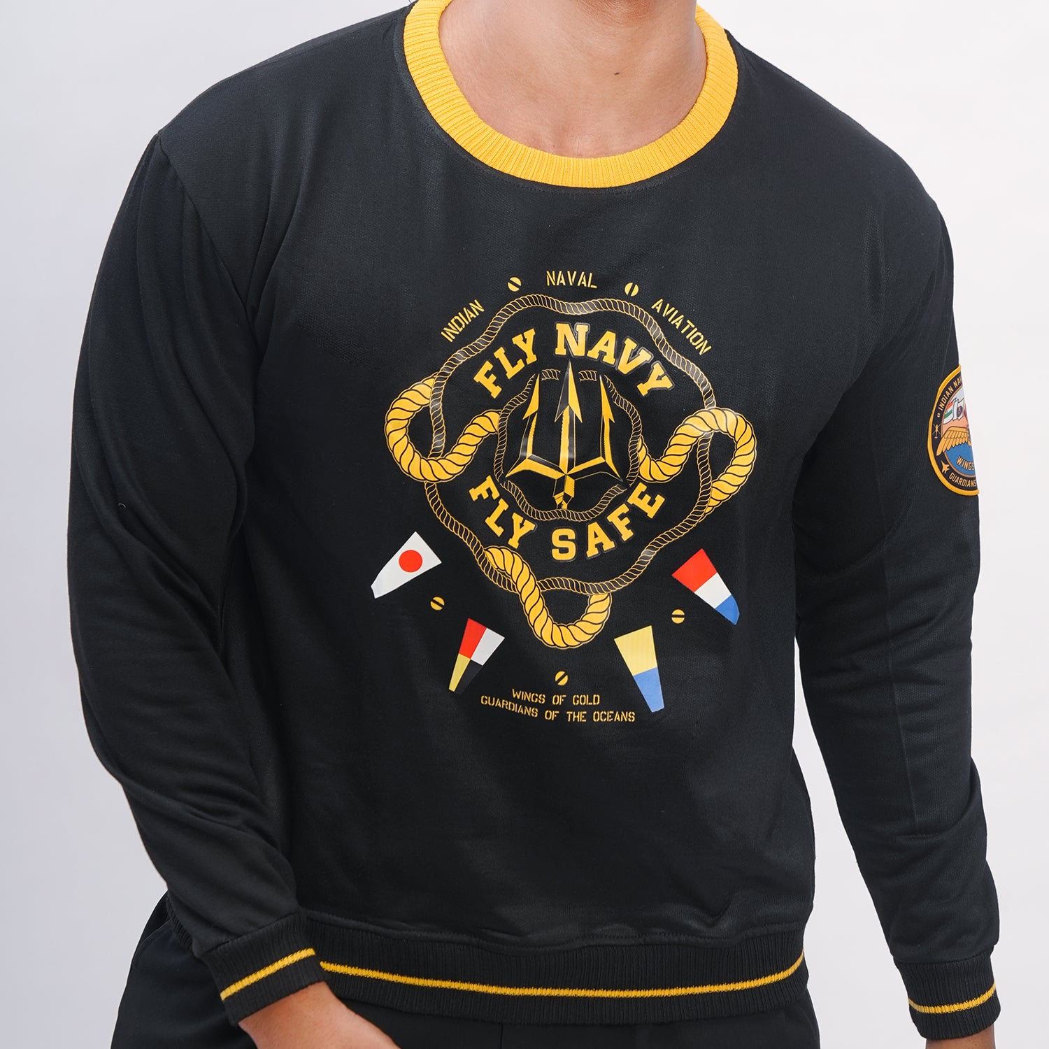 Indian Naval Aviation: Maritime Aviator Black Oversized Sweatshirt