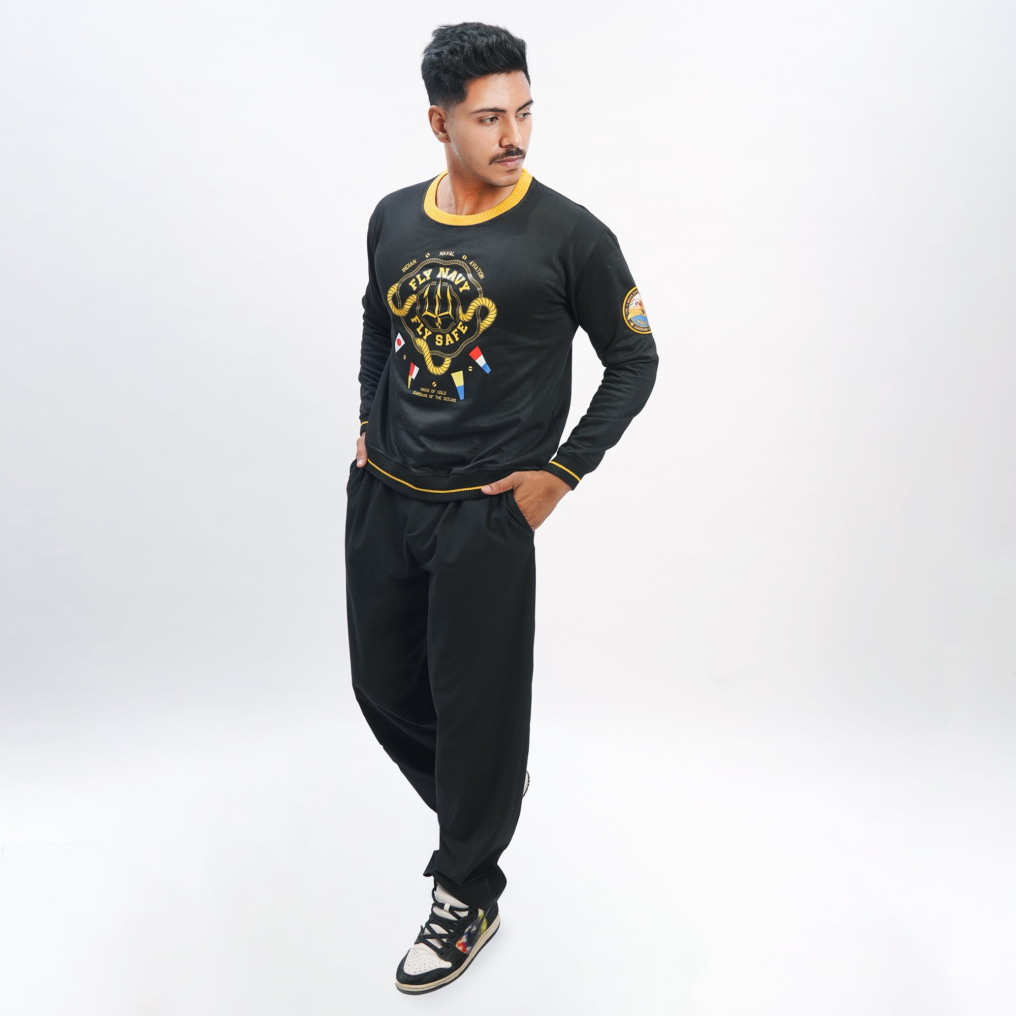 Indian Naval Aviation: Maritime Aviator Black Oversized Sweatshirt