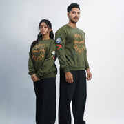 Indian Naval Aviation: Wings of Gold Olive Green Oversized Sweatshirt