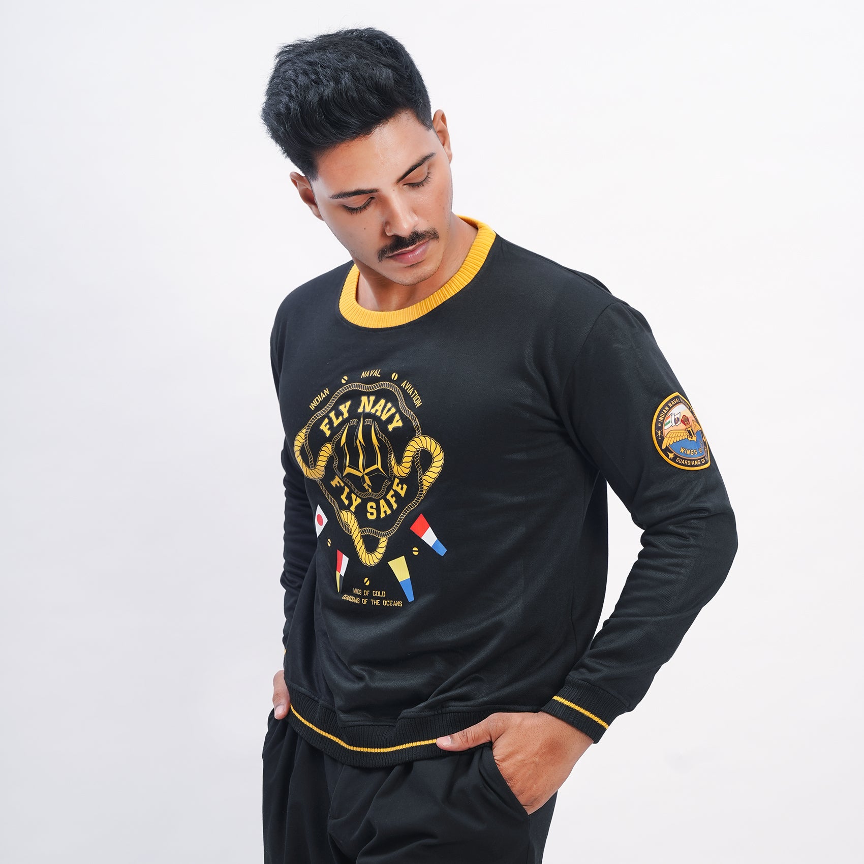 Indian Naval Aviation: Maritime Aviator Black Oversized Sweatshirt