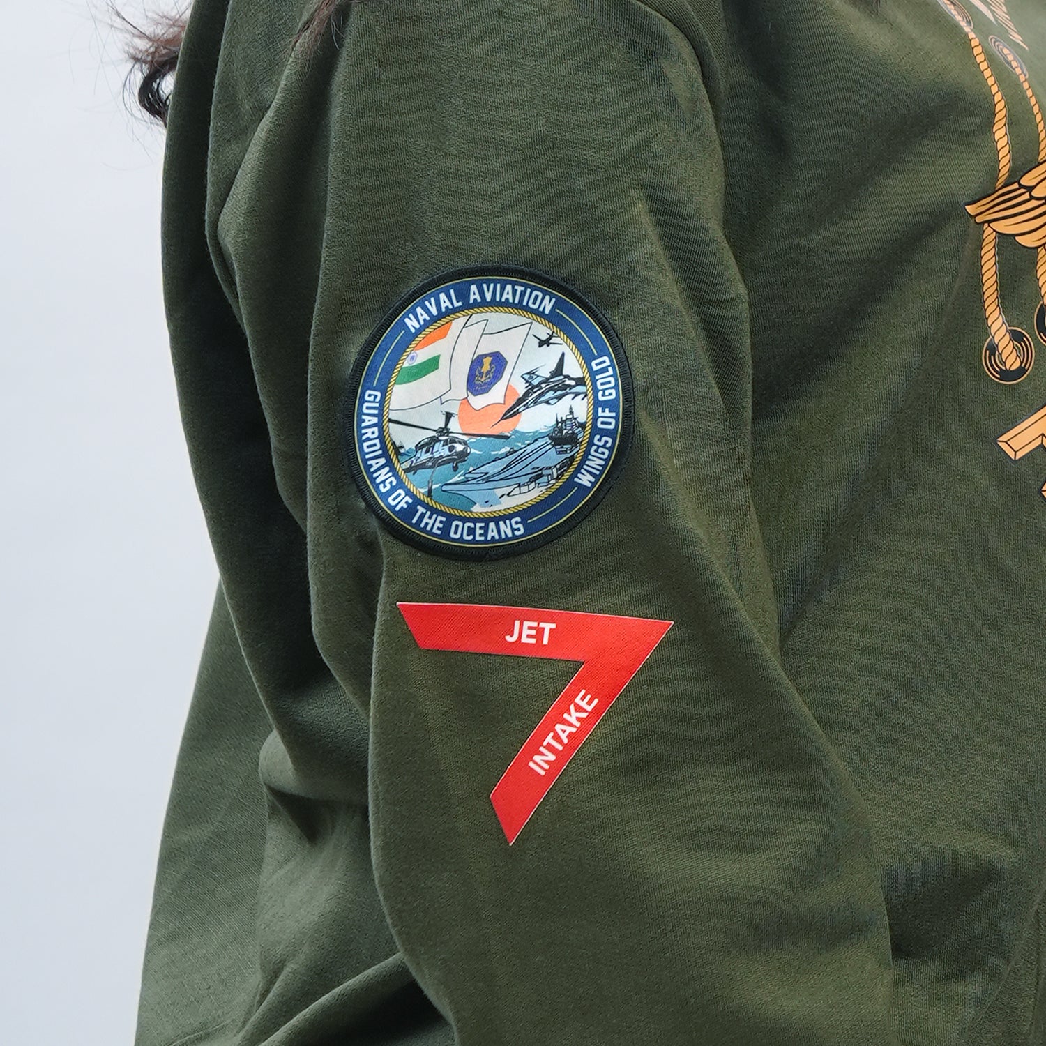 Indian Naval Aviation: Wings of Gold Olive Green Oversized Sweatshirt