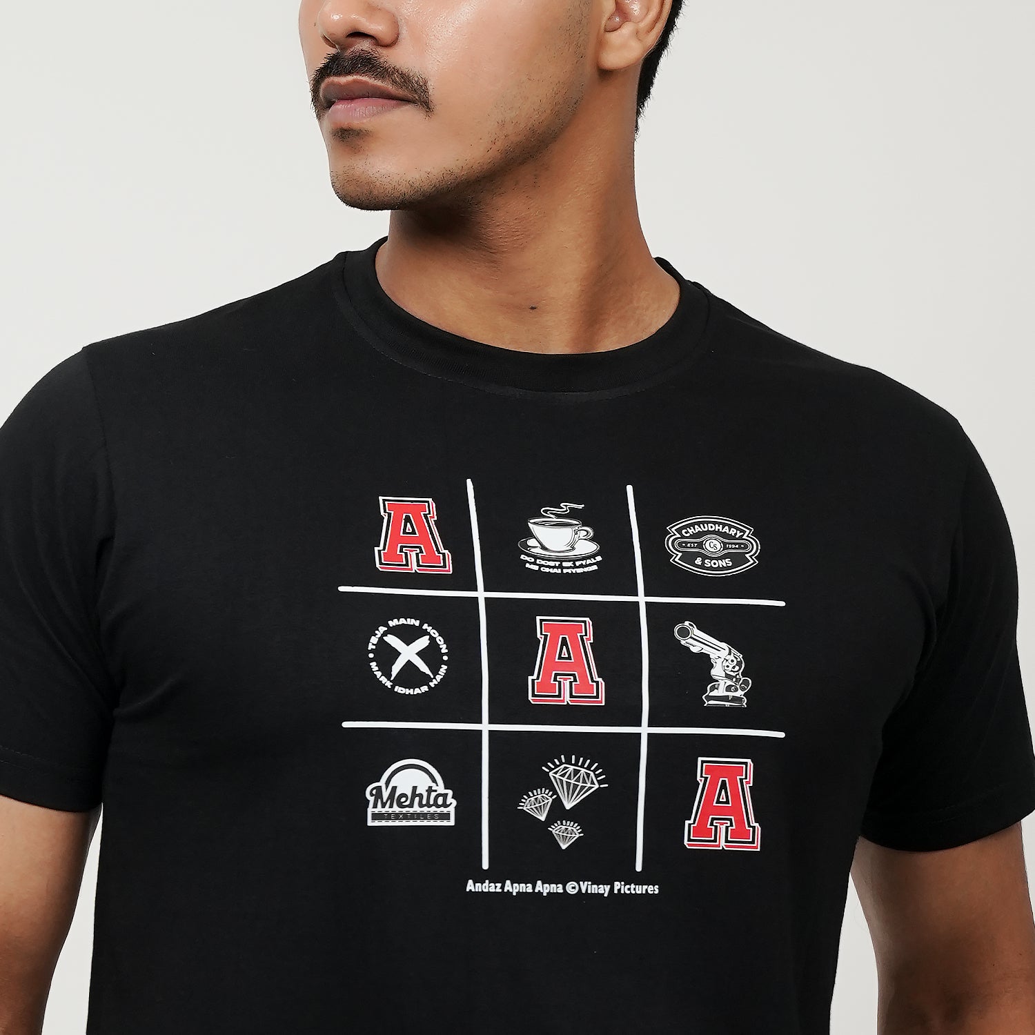Andaz Apna Apna: The Tic Tac Toe Black T-Shirt