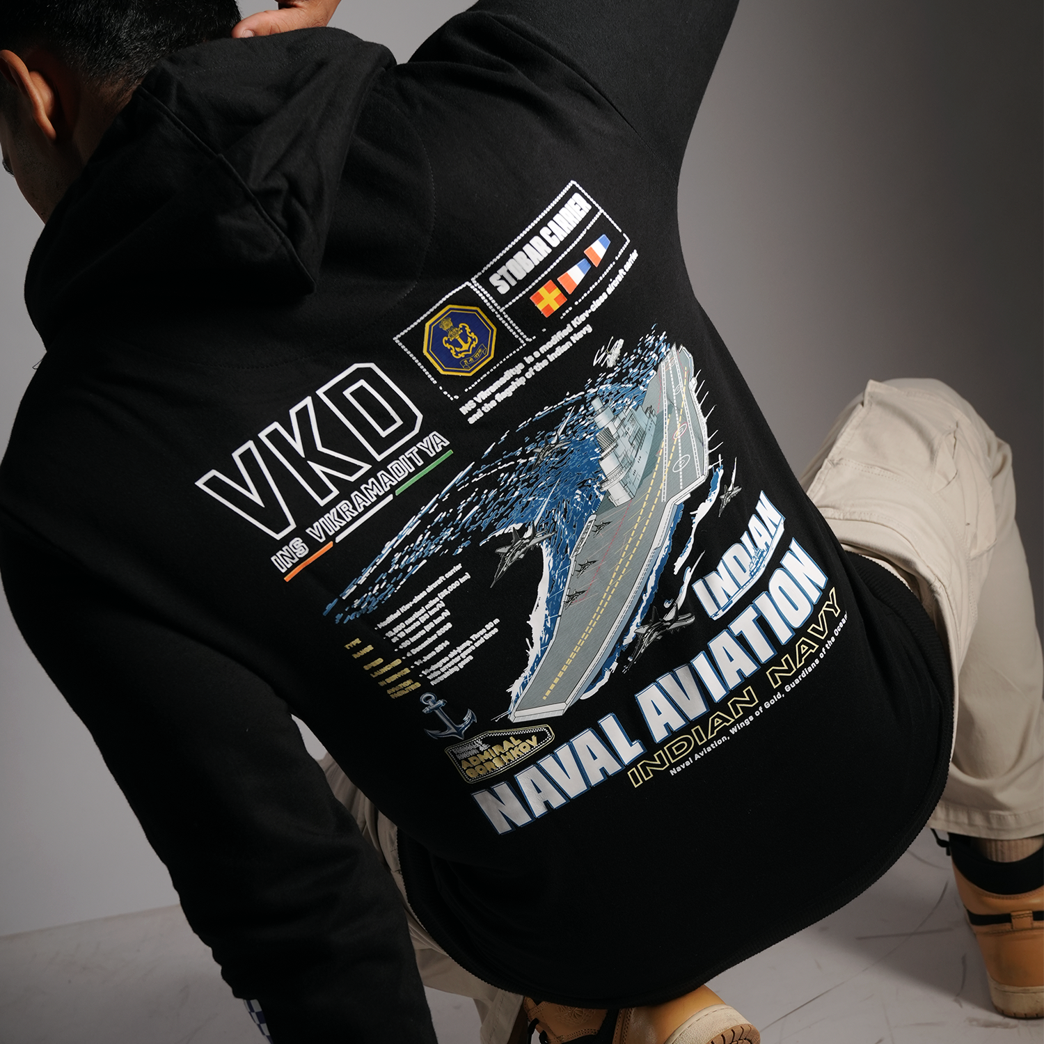 INS Vikramaditya Black Hoodie