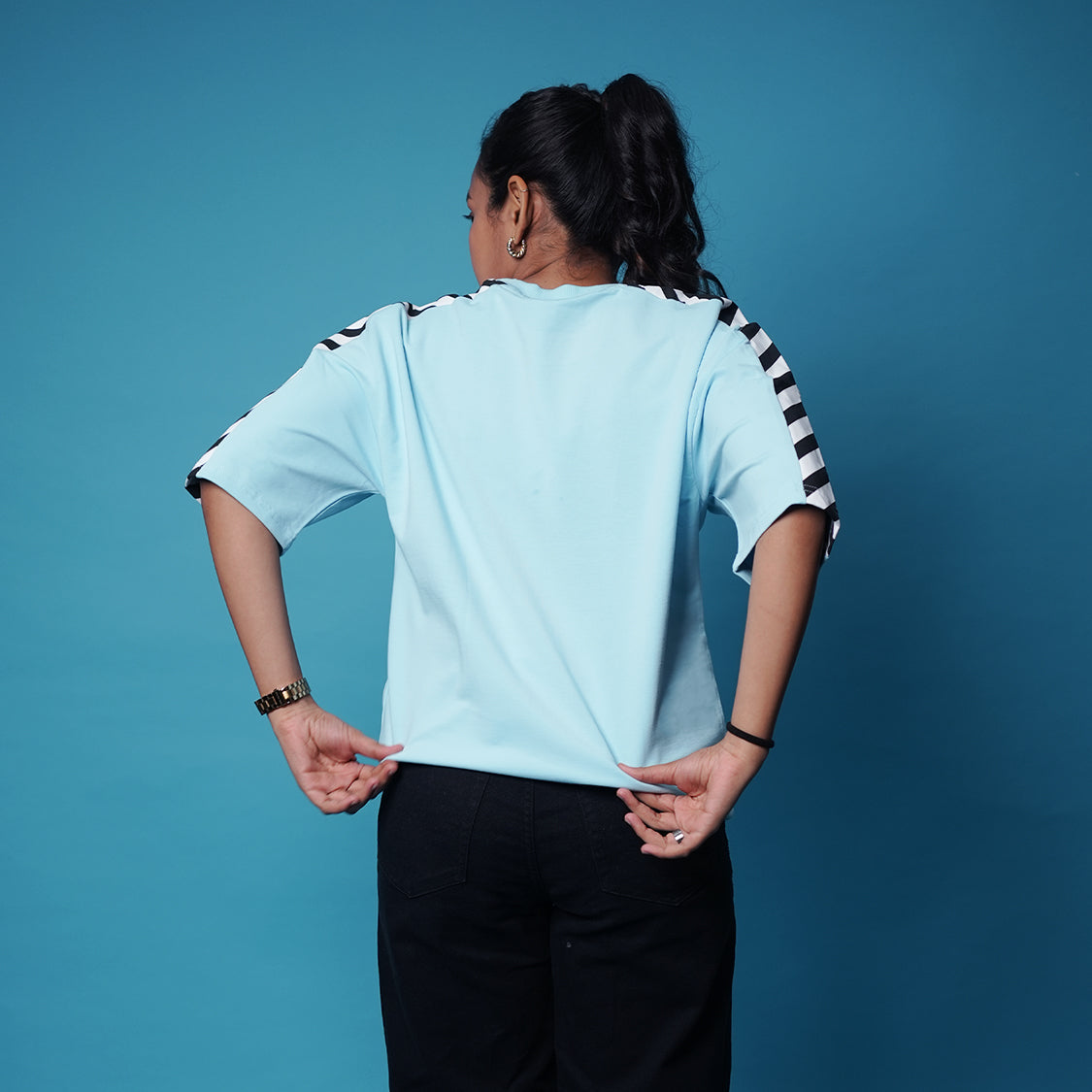 Indian Naval Aviation- Wings of Gold Blue Oversized T-Shirt