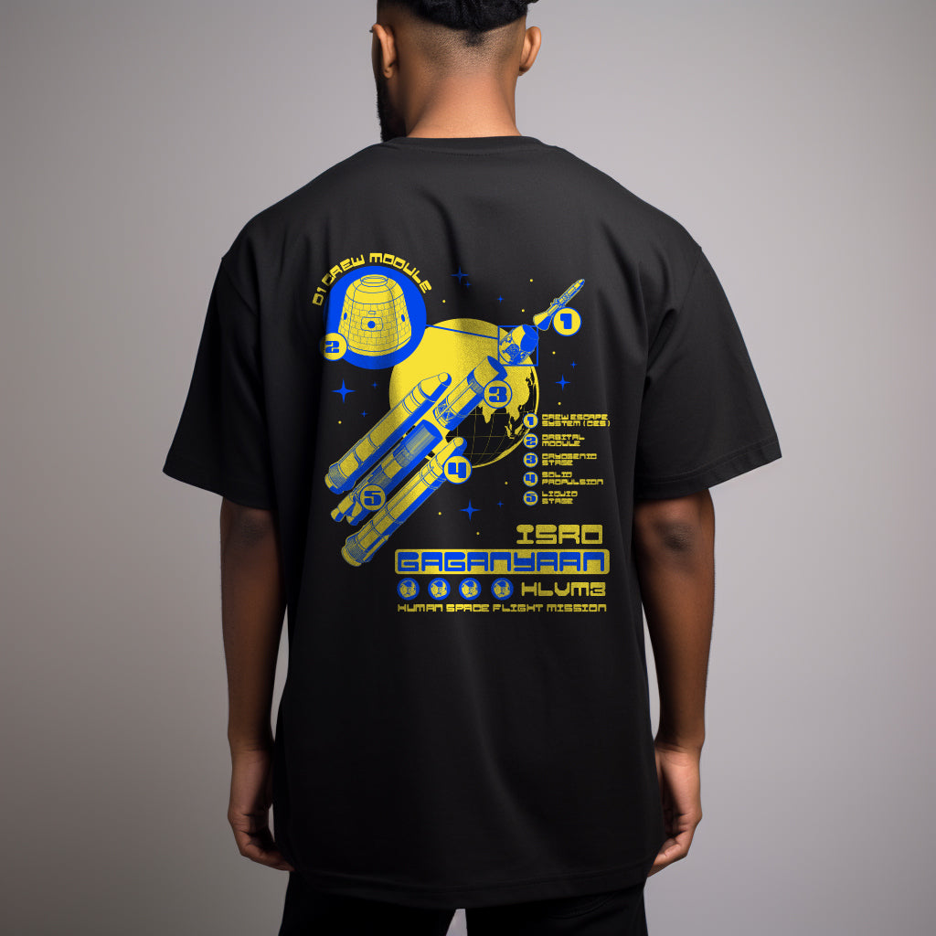 ISRO Gaganyaan Edition: Crew Module Black Oversized T-shirt
