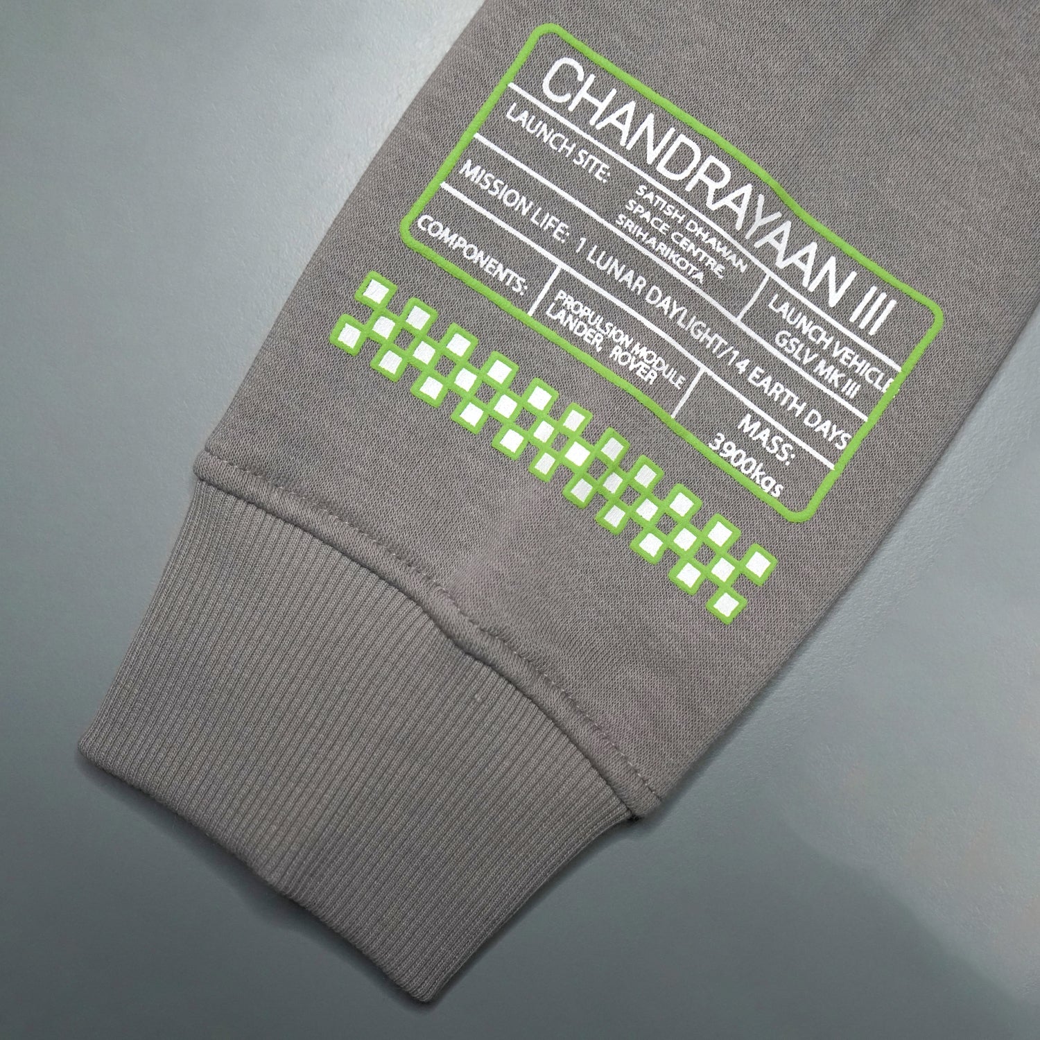 The Tiny Explorers: Official ISRO Chandrayaan 3 Grey Kids Hoodie ( With Fleece )