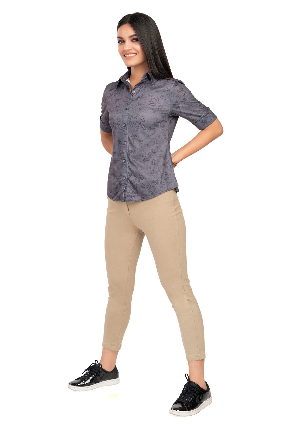 Grey Coffee Bean Pattern Shirtee