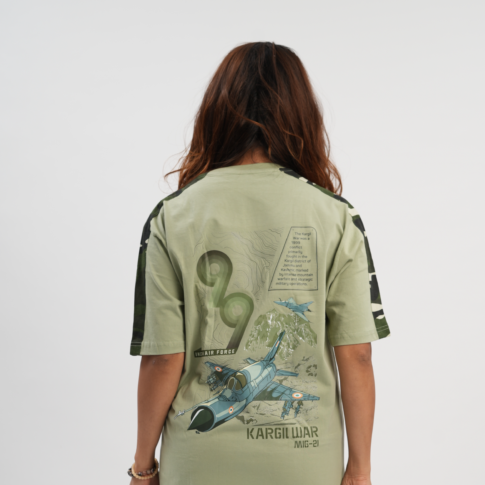Indian Air Force: The MIG-21 Oversized Sage Green T-Shirt